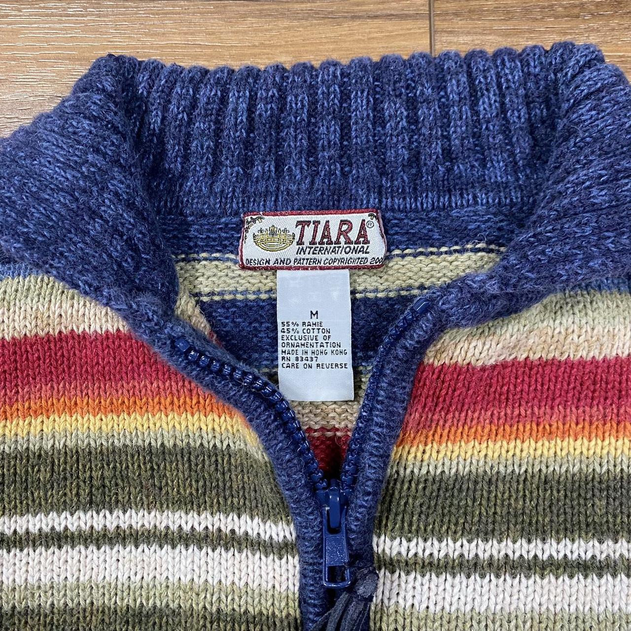 vintage Tiara International striped cardigan sweater... - Depop