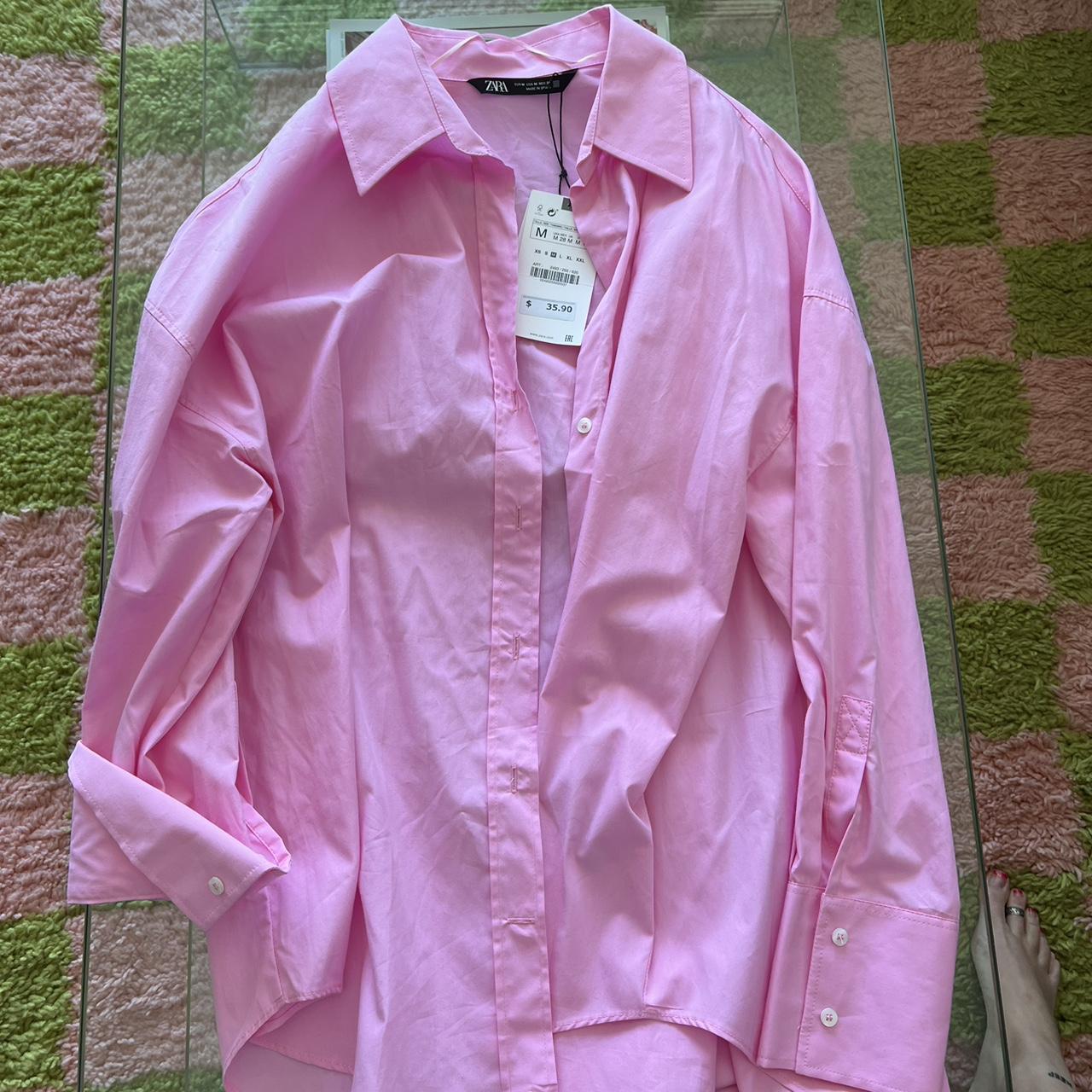 Zara Women's Pink Polo-shirts | Depop