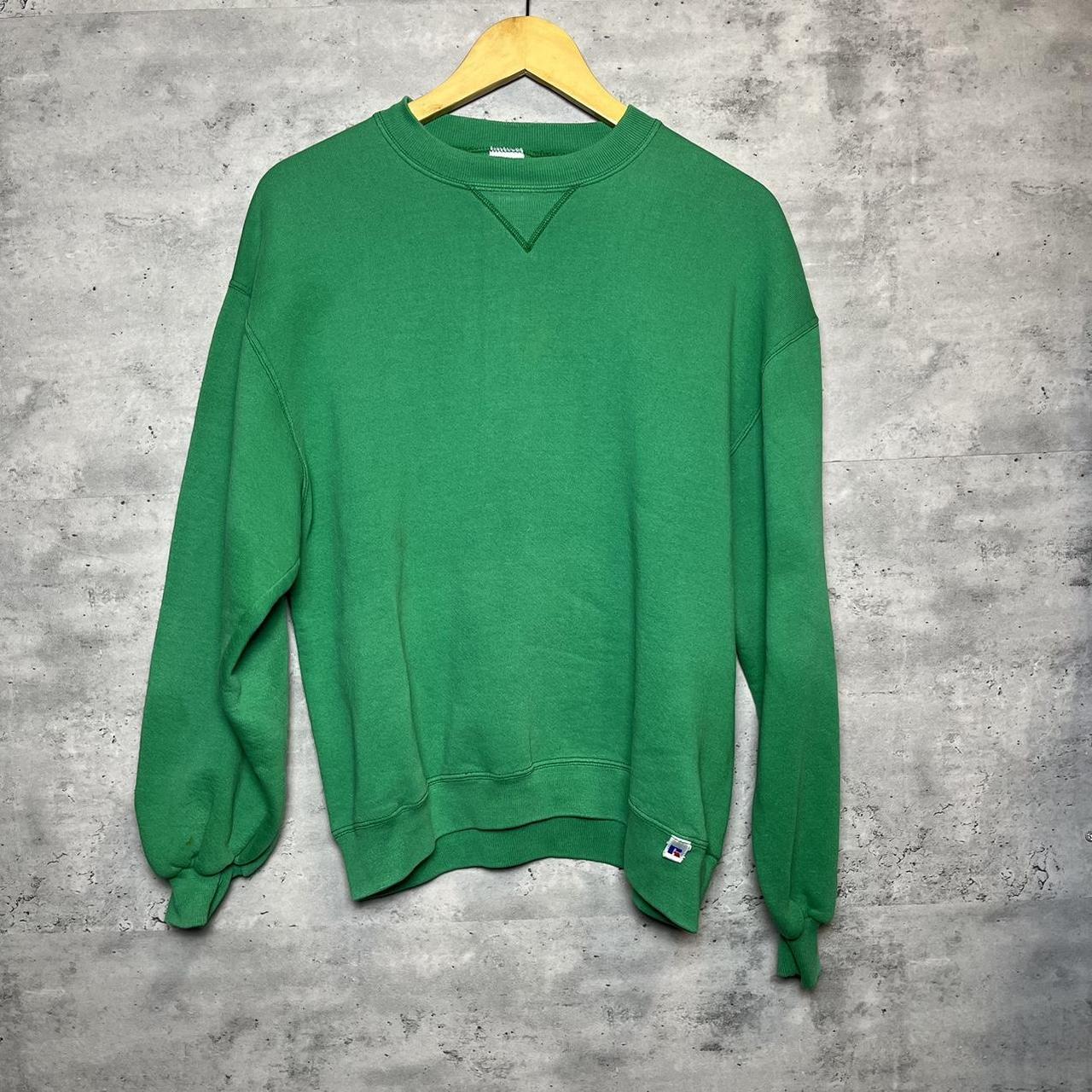 Vintage Russel athletic green blank sweater Size... - Depop