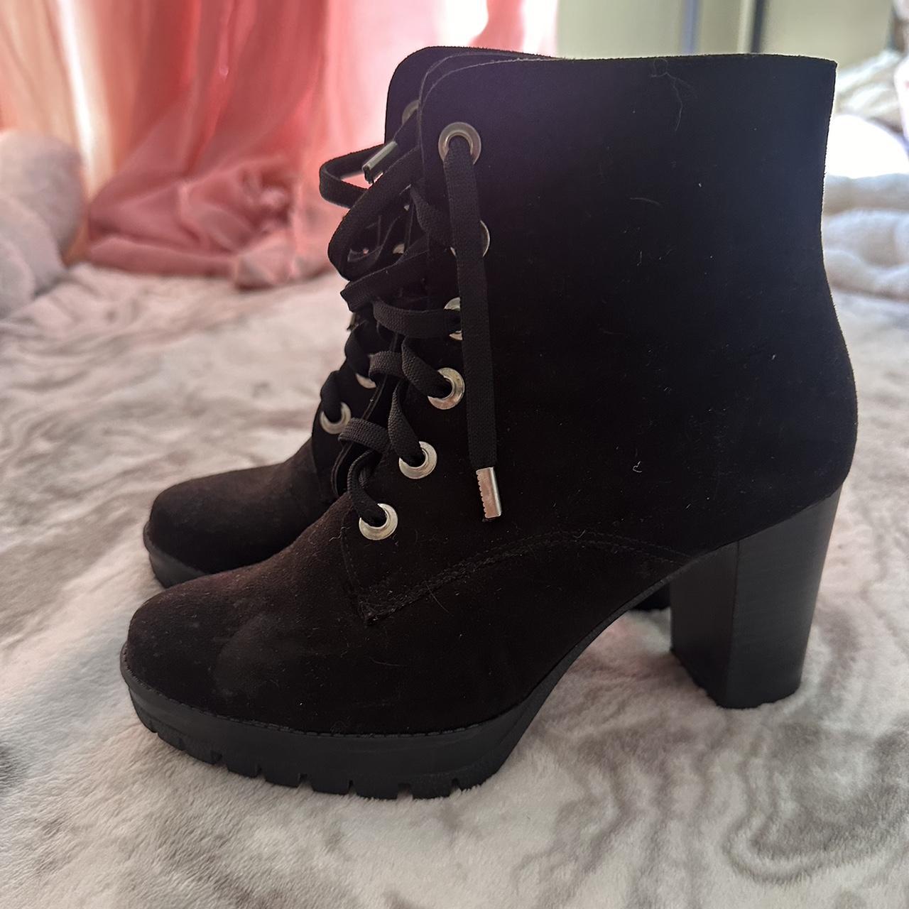 Black suede ankle boots with 3 inch heel boots. Depop