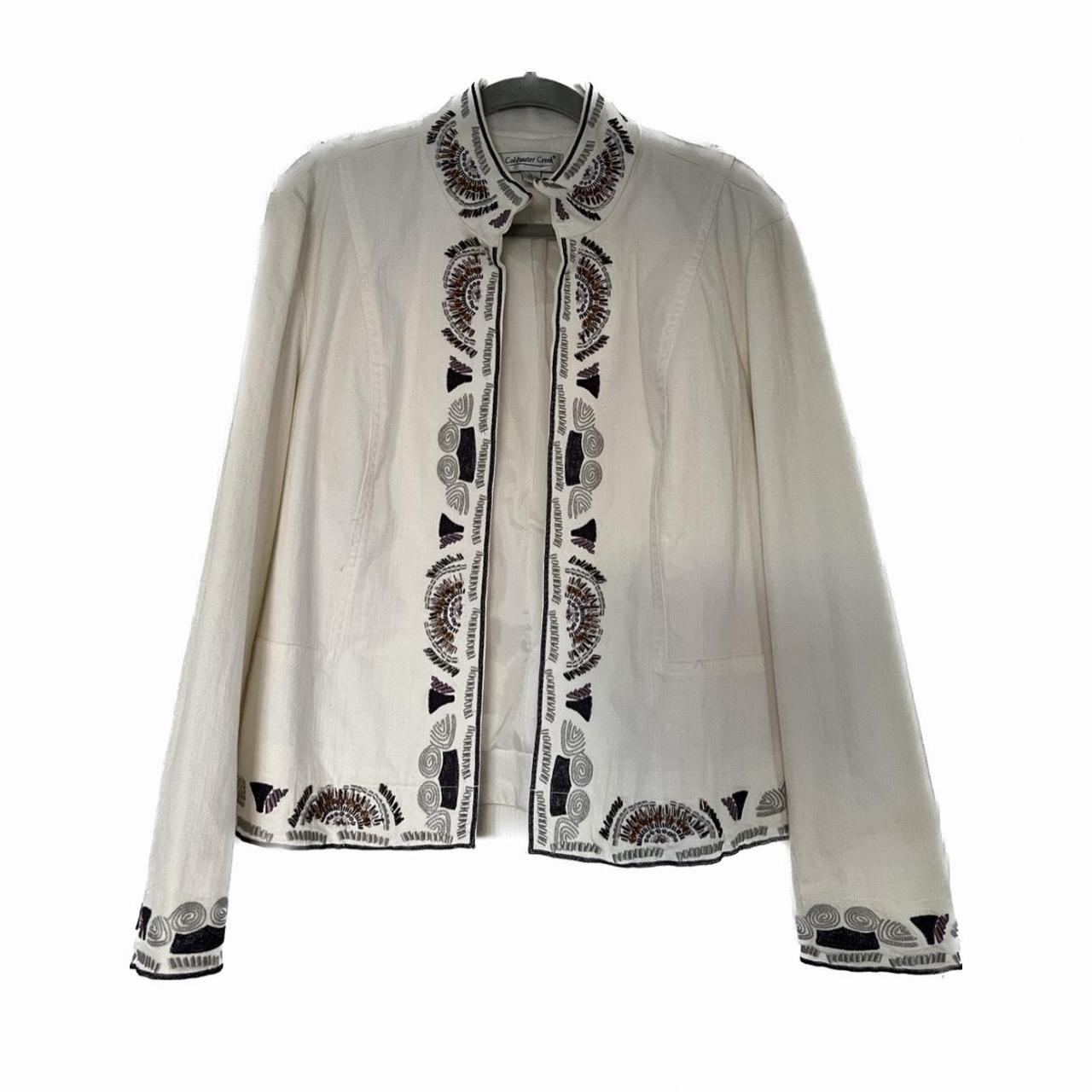 Embroidered White Denim Jacket Beautiful beaded... Depop