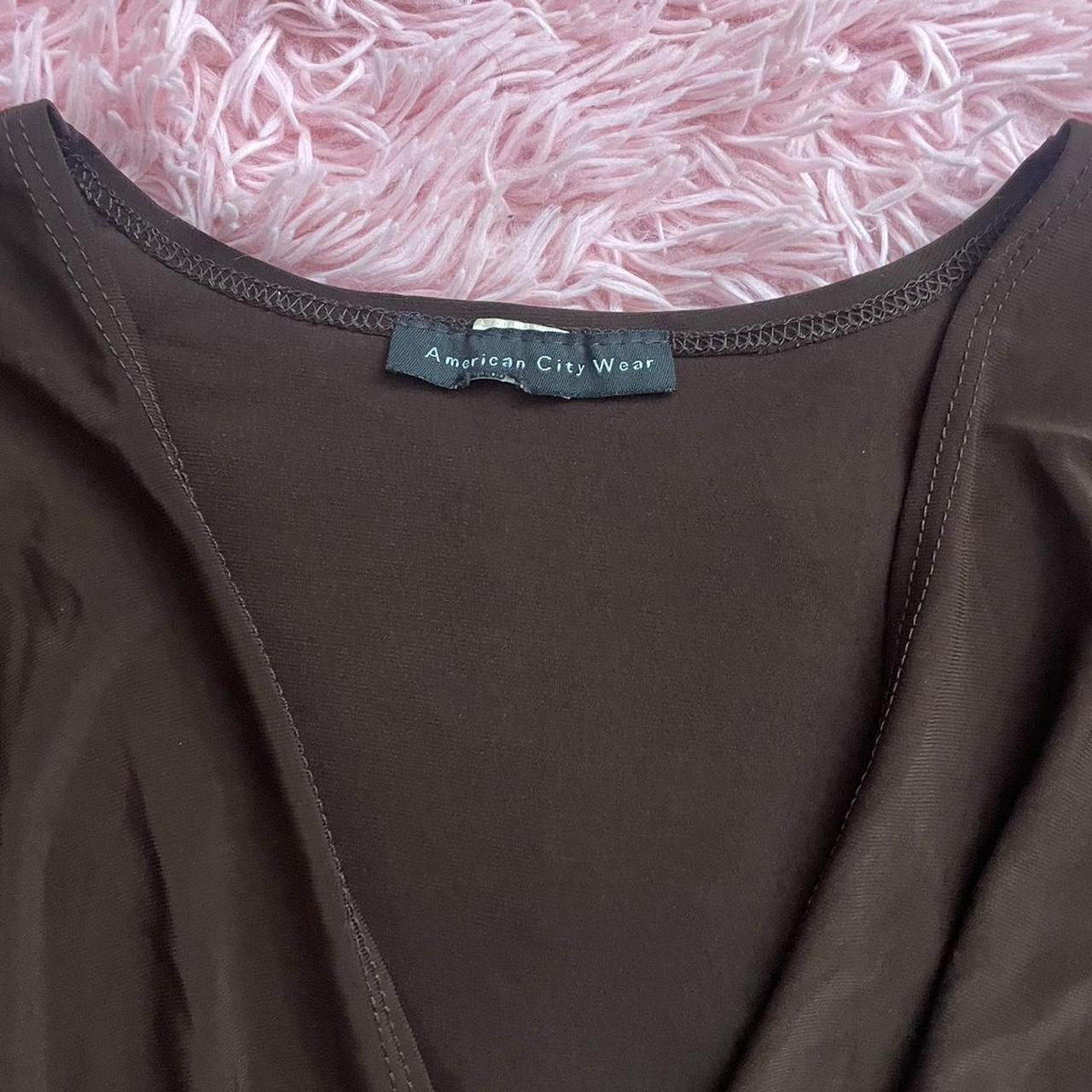 American city wear Y2K era chocolate brown top size... - Depop