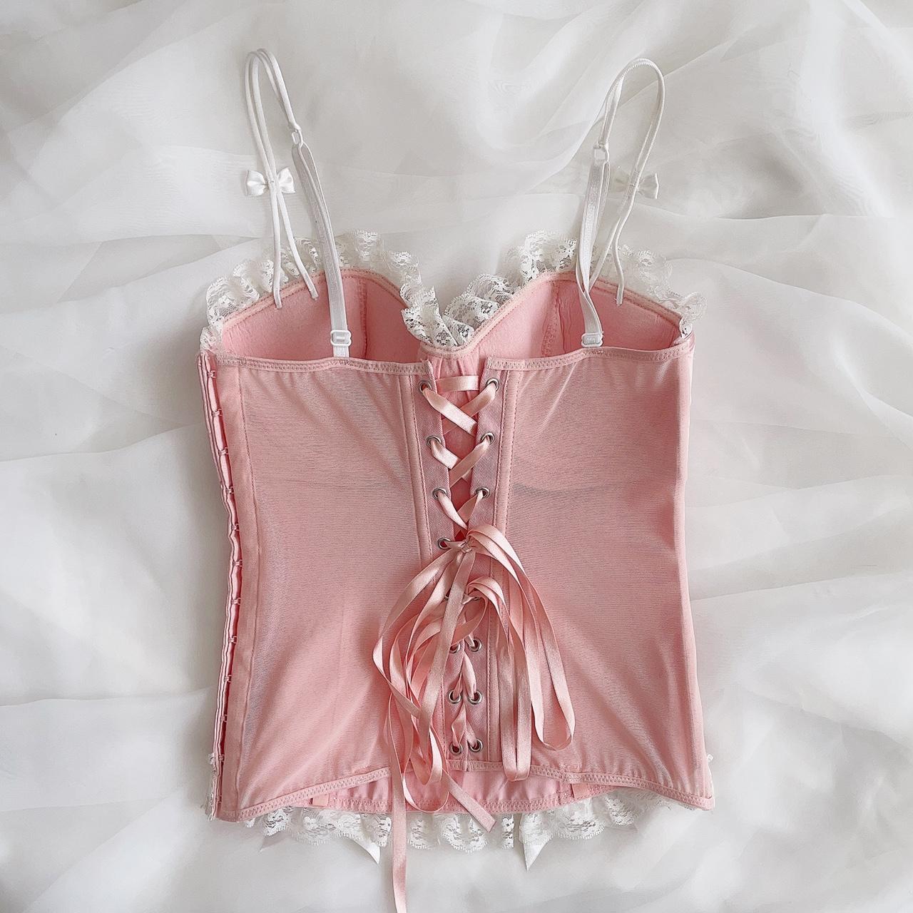 Women's Pink and White Corset | Depop