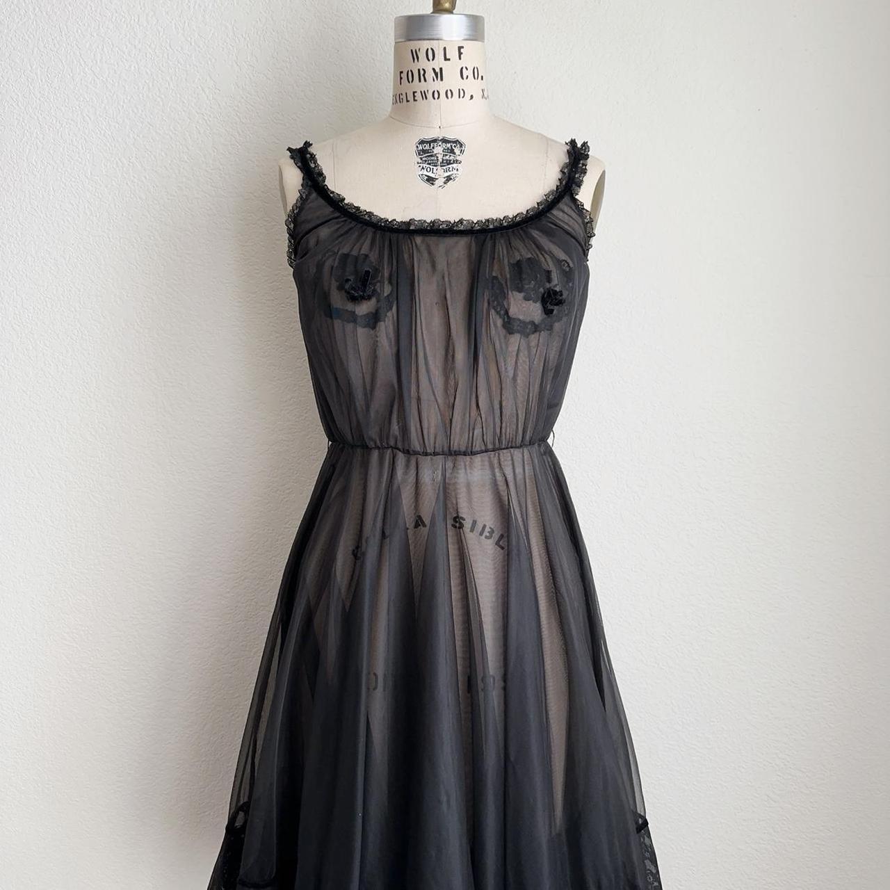 Vintage 1960s black peignoir robe gown set ♡ labeled... | Depop