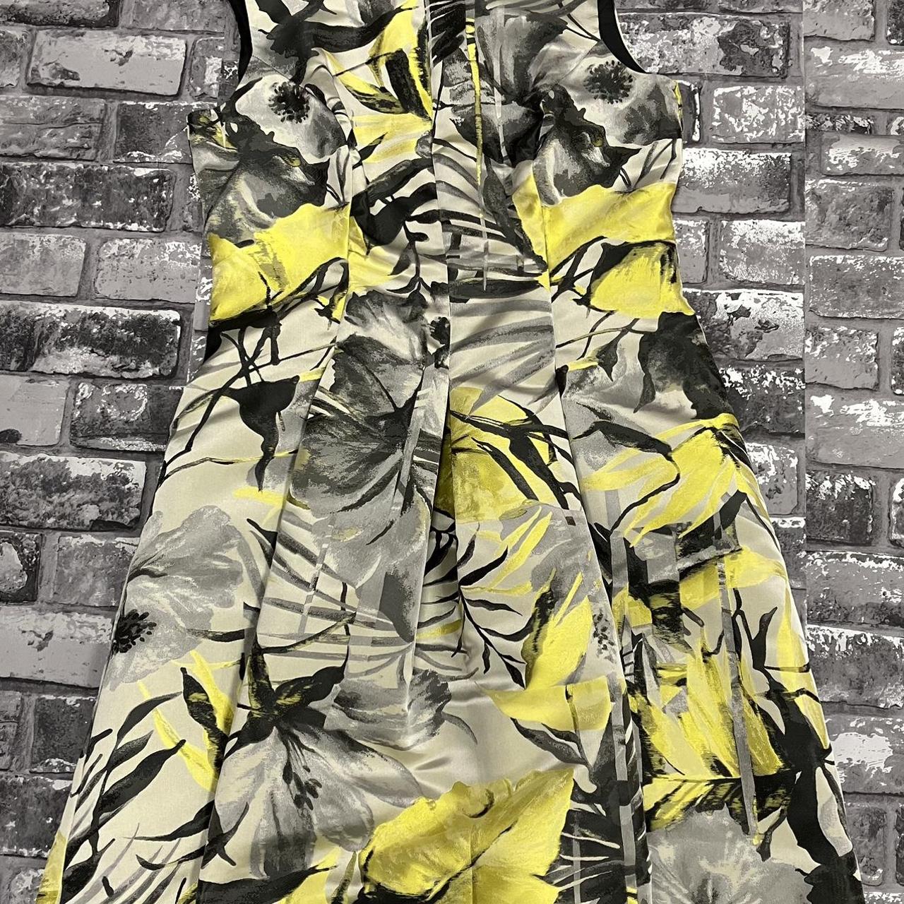 Coast Women's Yellow and Grey Dress Depop