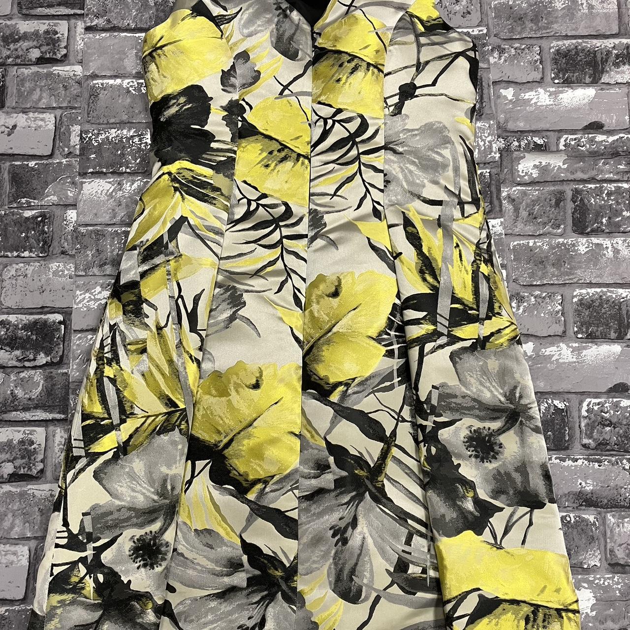 Coast Women's Yellow and Grey Dress Depop