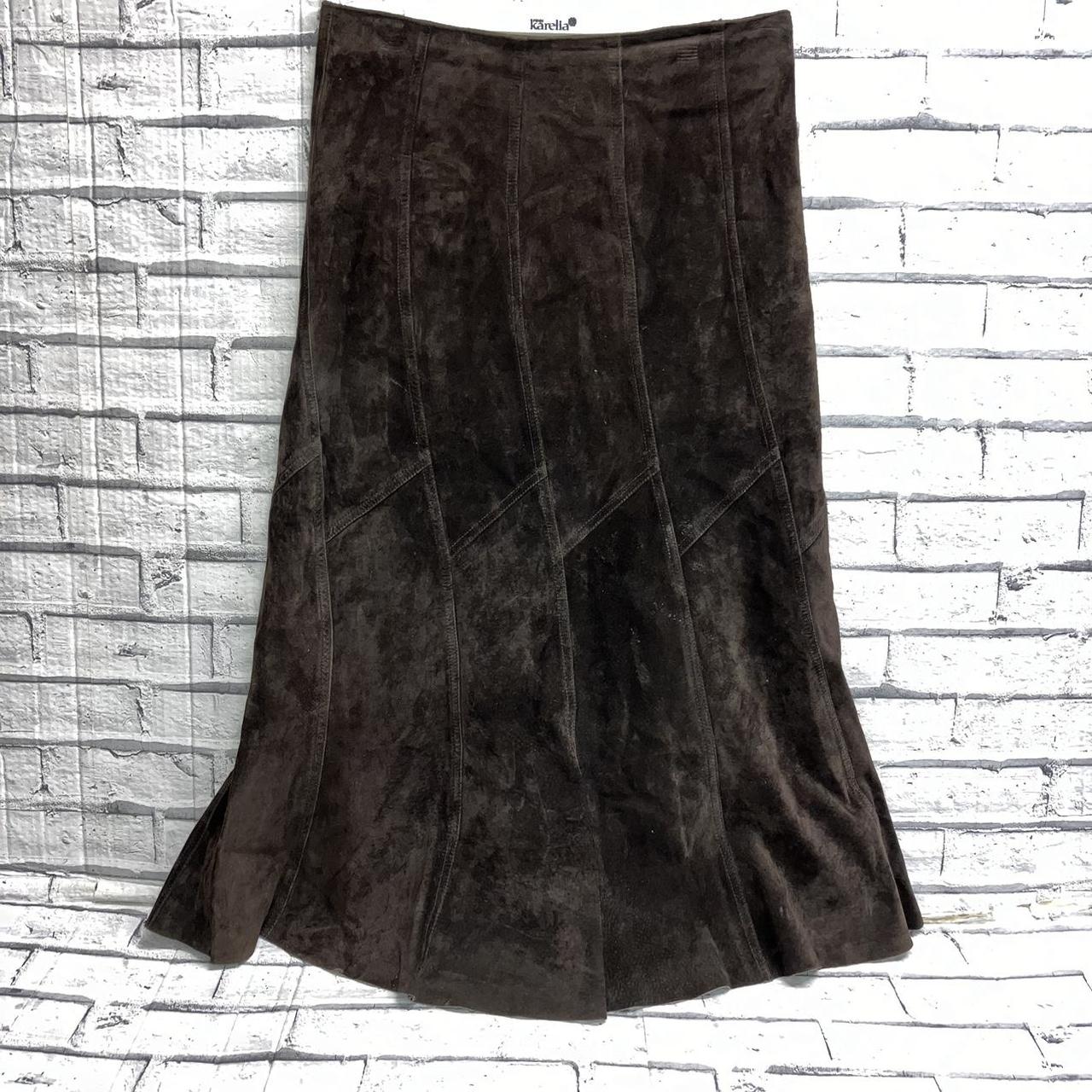 Monsoon brown suede long skirt with lining & side... - Depop
