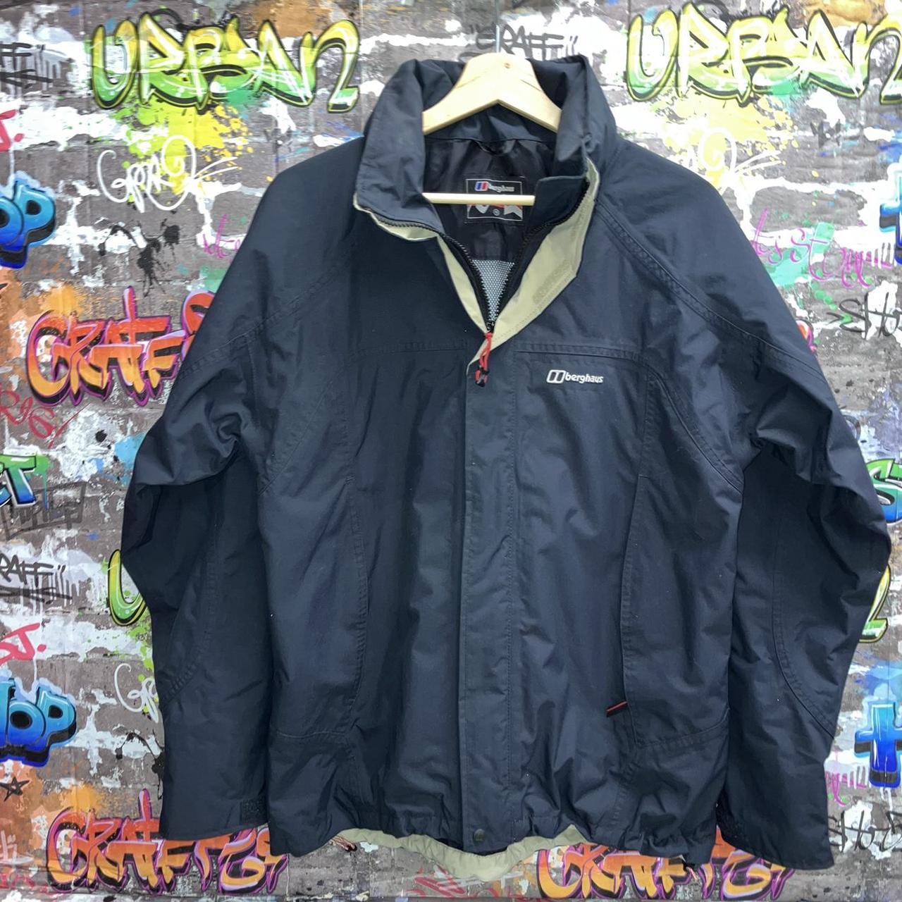 Berghaus aquafoil black waterproof jacket with cream... - Depop