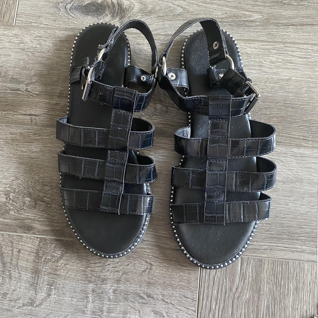 Ladies black croc sandals Used excellent condition... Depop