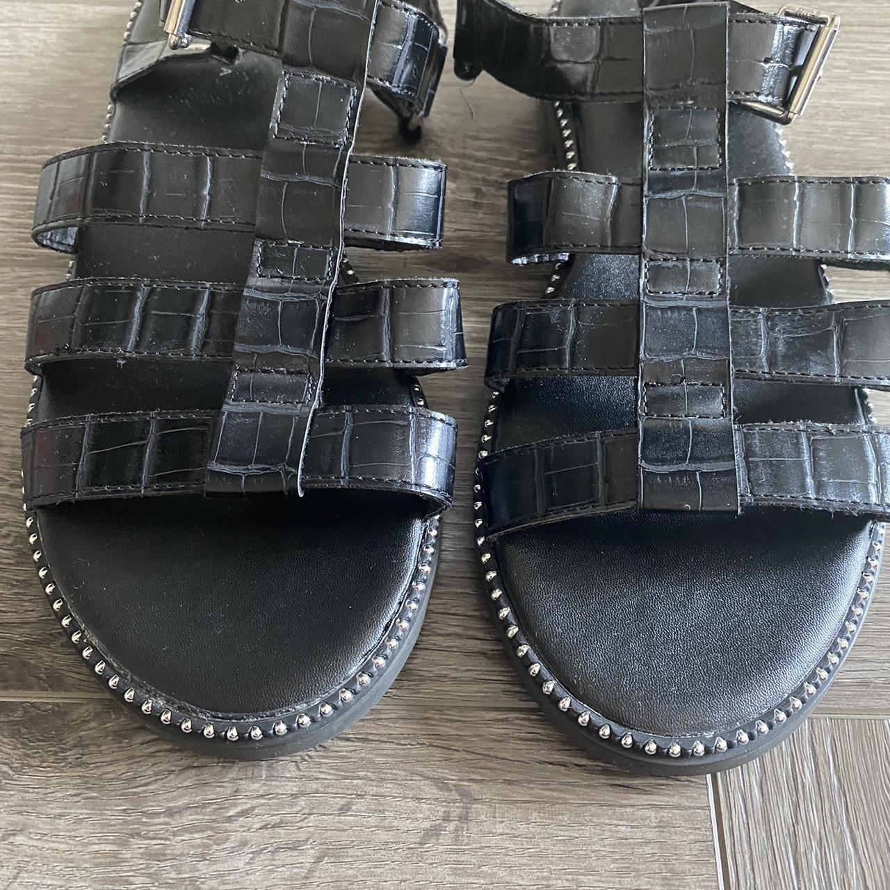 Ladies black croc sandals Used excellent condition... - Depop