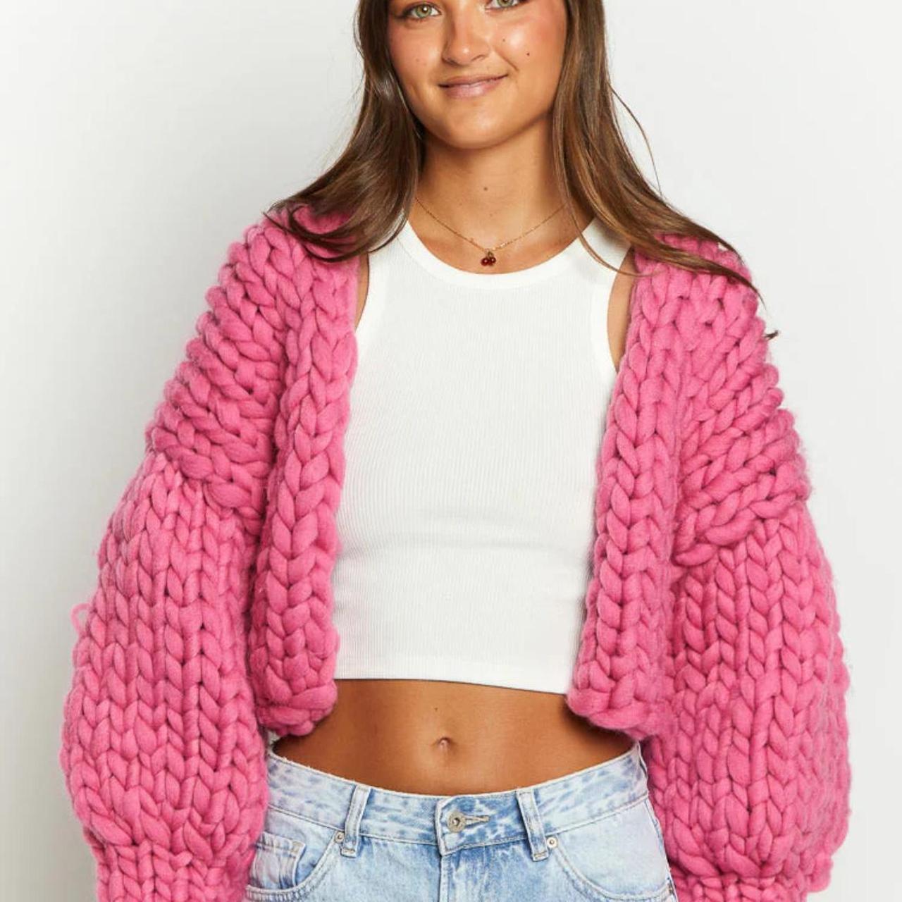 Beginning boutique pink knit cardigan Brand Depop