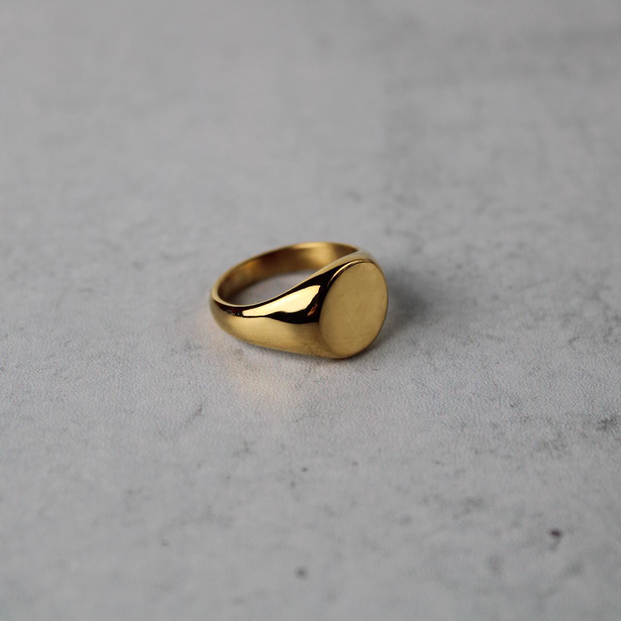 Gold Circle Signet Ring sz 7-12 Message me the size... - Depop