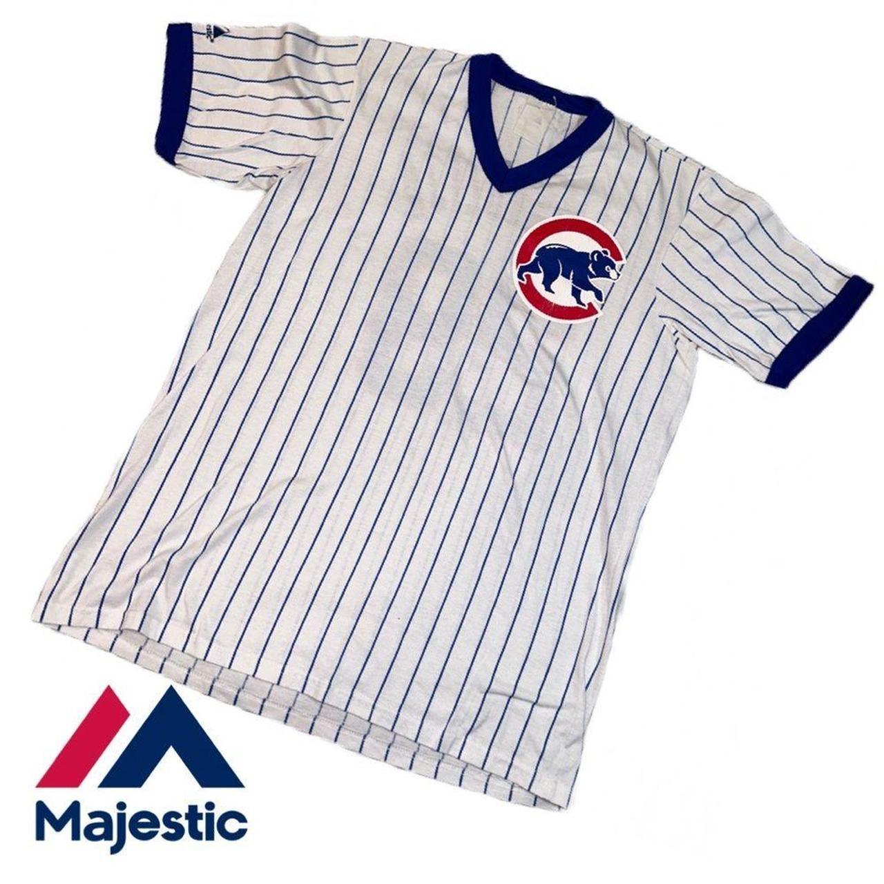 Vintage Majestic Chicago Cubs Pin Stripe Ringer Jersey Shirt 