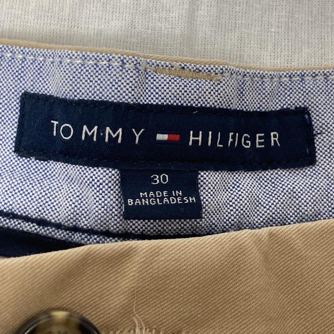 Tommy Hilfiger Men's Tan and Cream Shorts | Depop