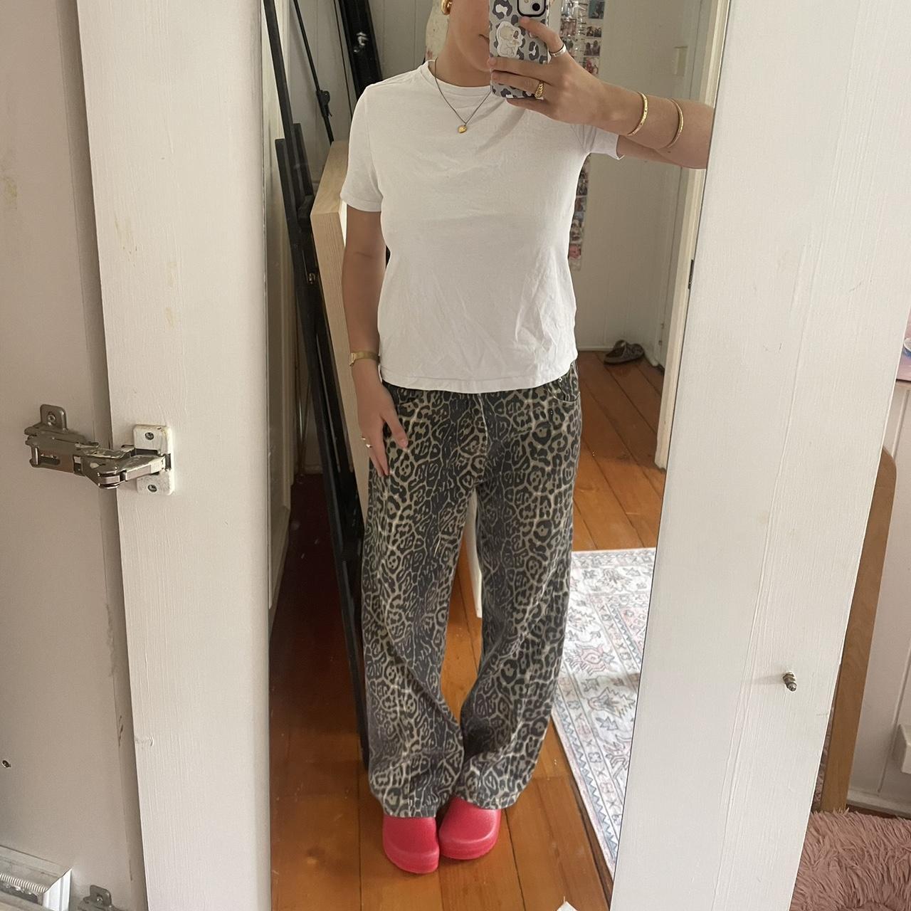 Leopard print jeans Labelled size large but more... - Depop