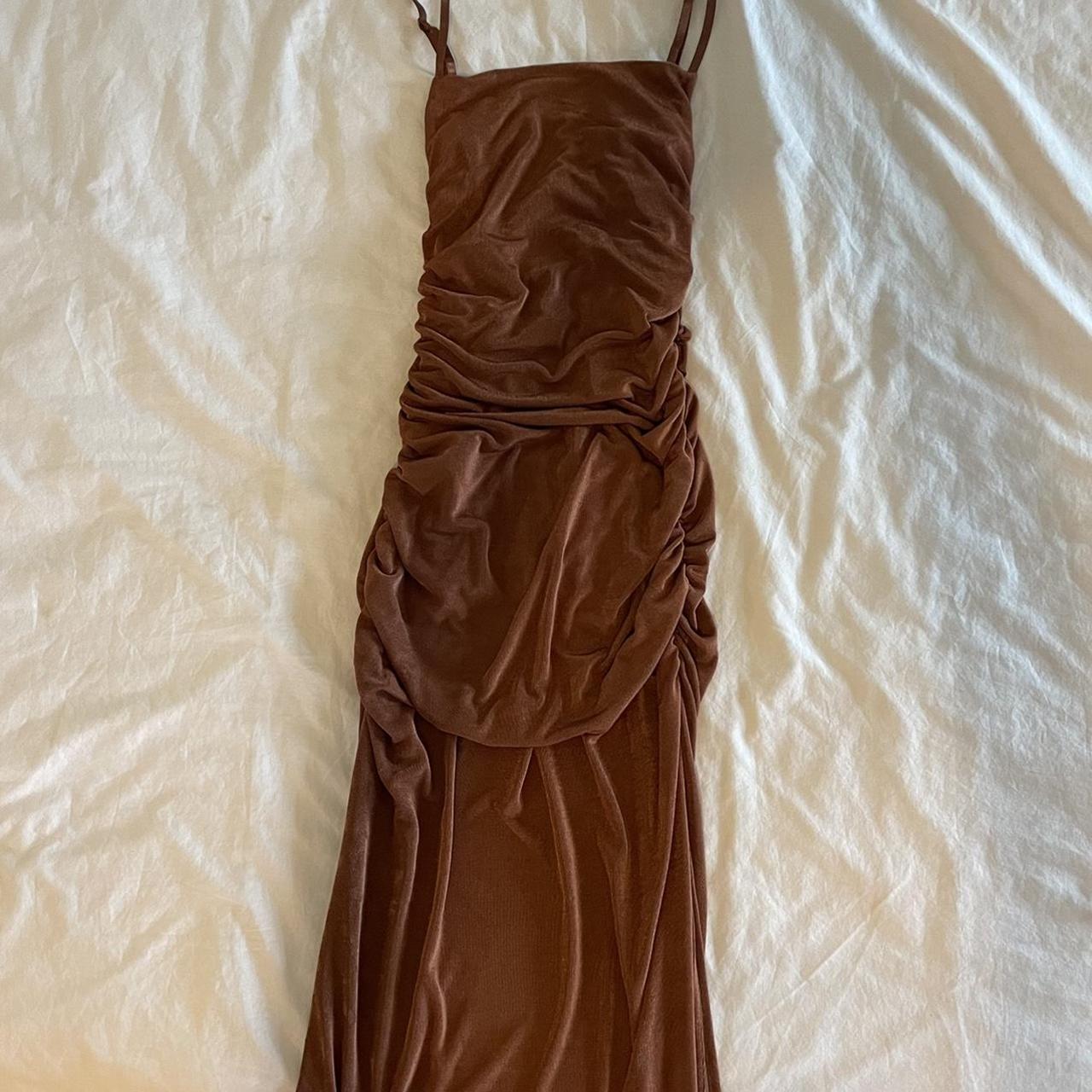 Glassons Women's Brown and Orange Dress Depop