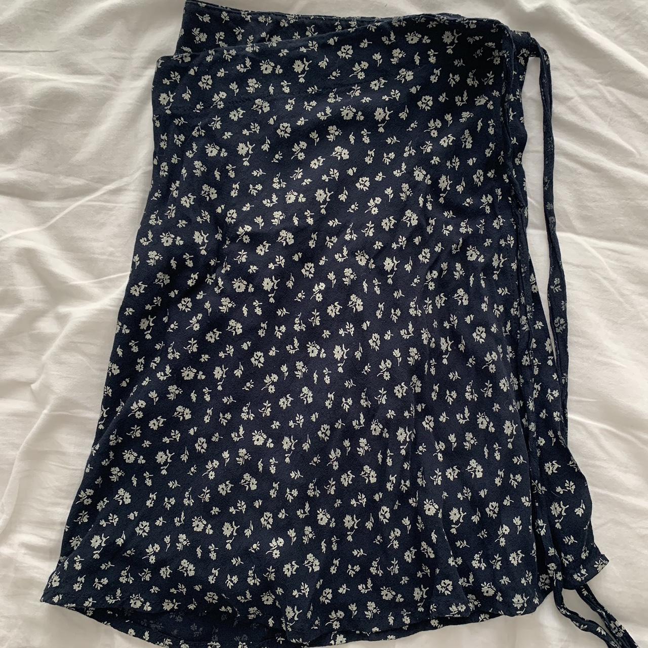 navy brandy Melville wrap skirt Worn a few times... - Depop