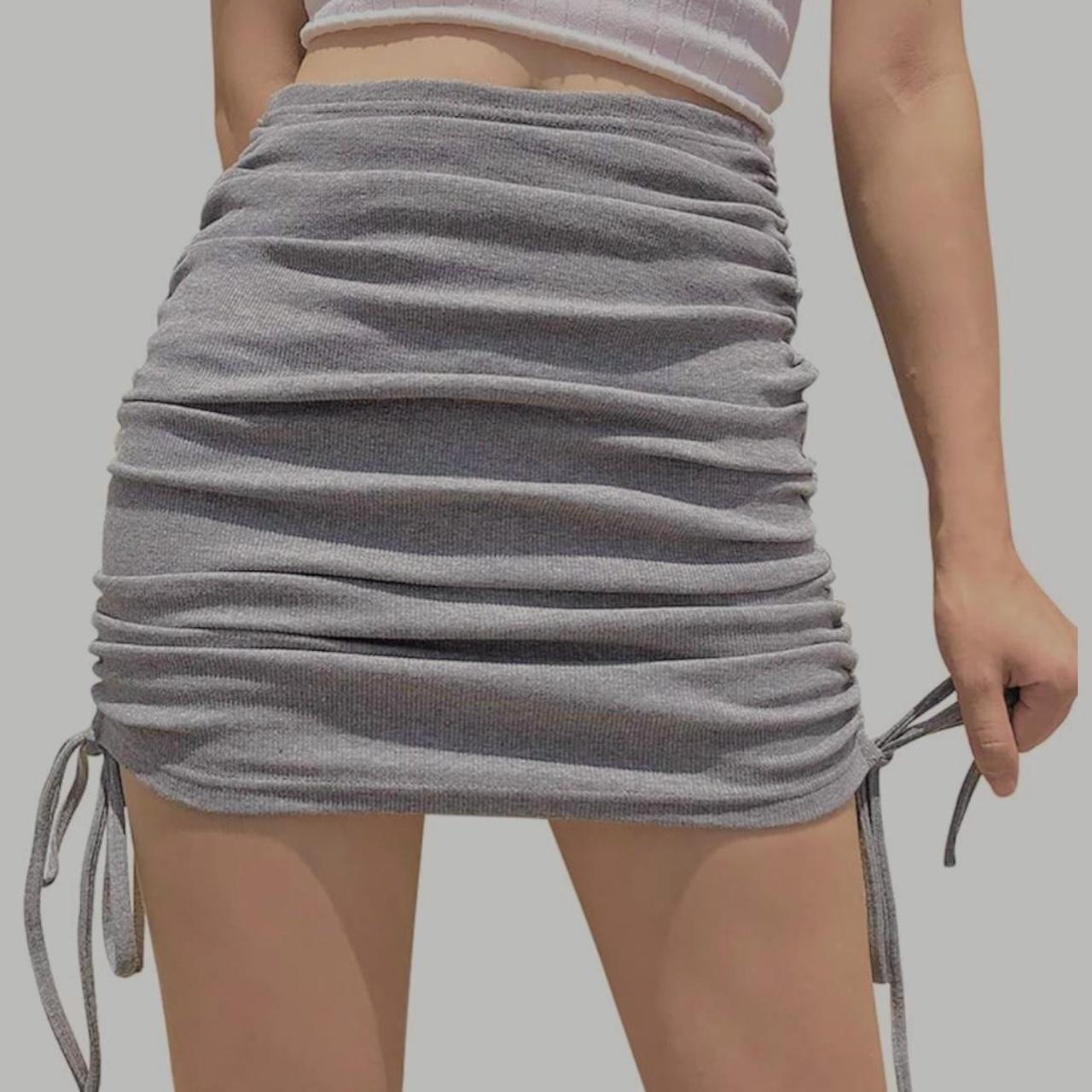 Grey Ruched Mini-skirt, #miniskirt