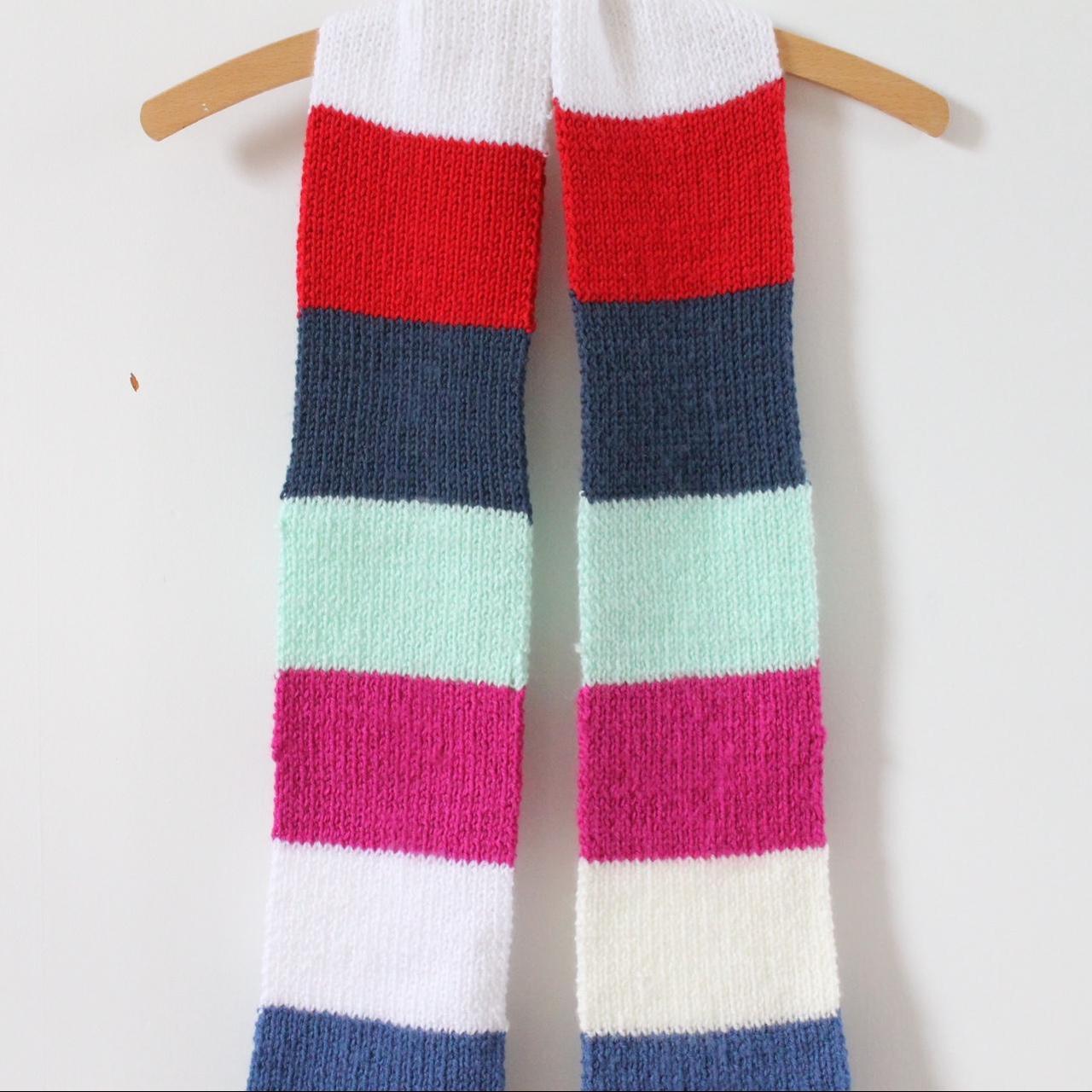 Handmade knitted multicolour striped scarf. One of a... - Depop