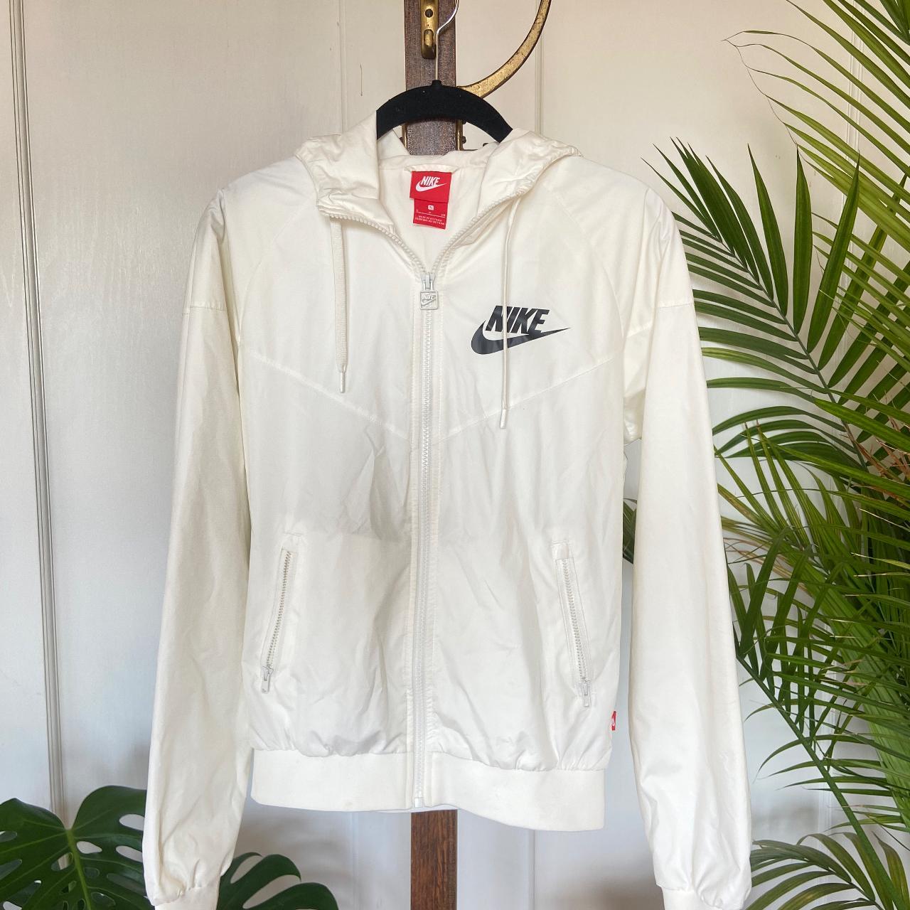 Nike Woman’s White Lightweight Windbreaker... - Depop