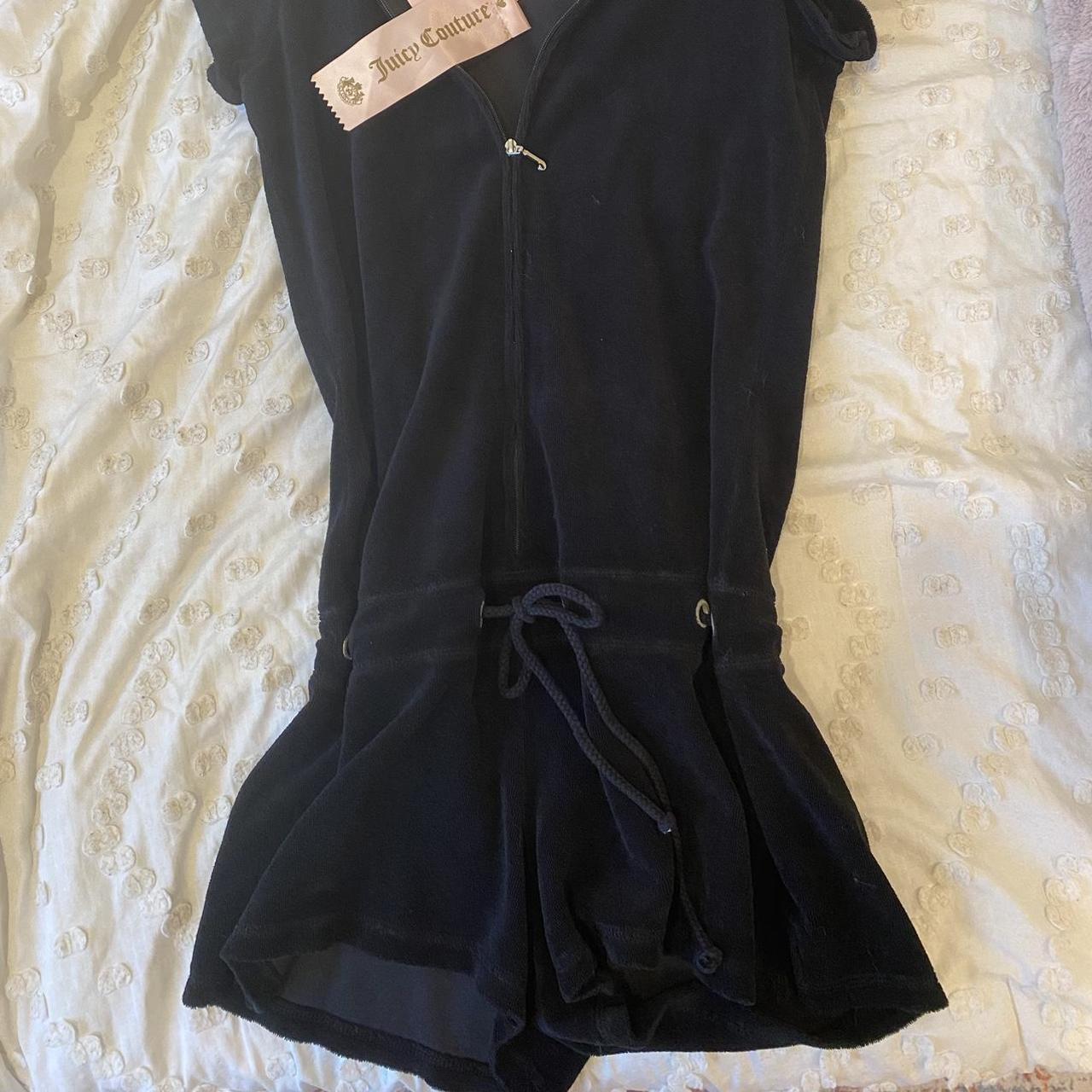 Juicy Couture Y2k hotsell Black Terry Cloth Playsuit Hooded Romper