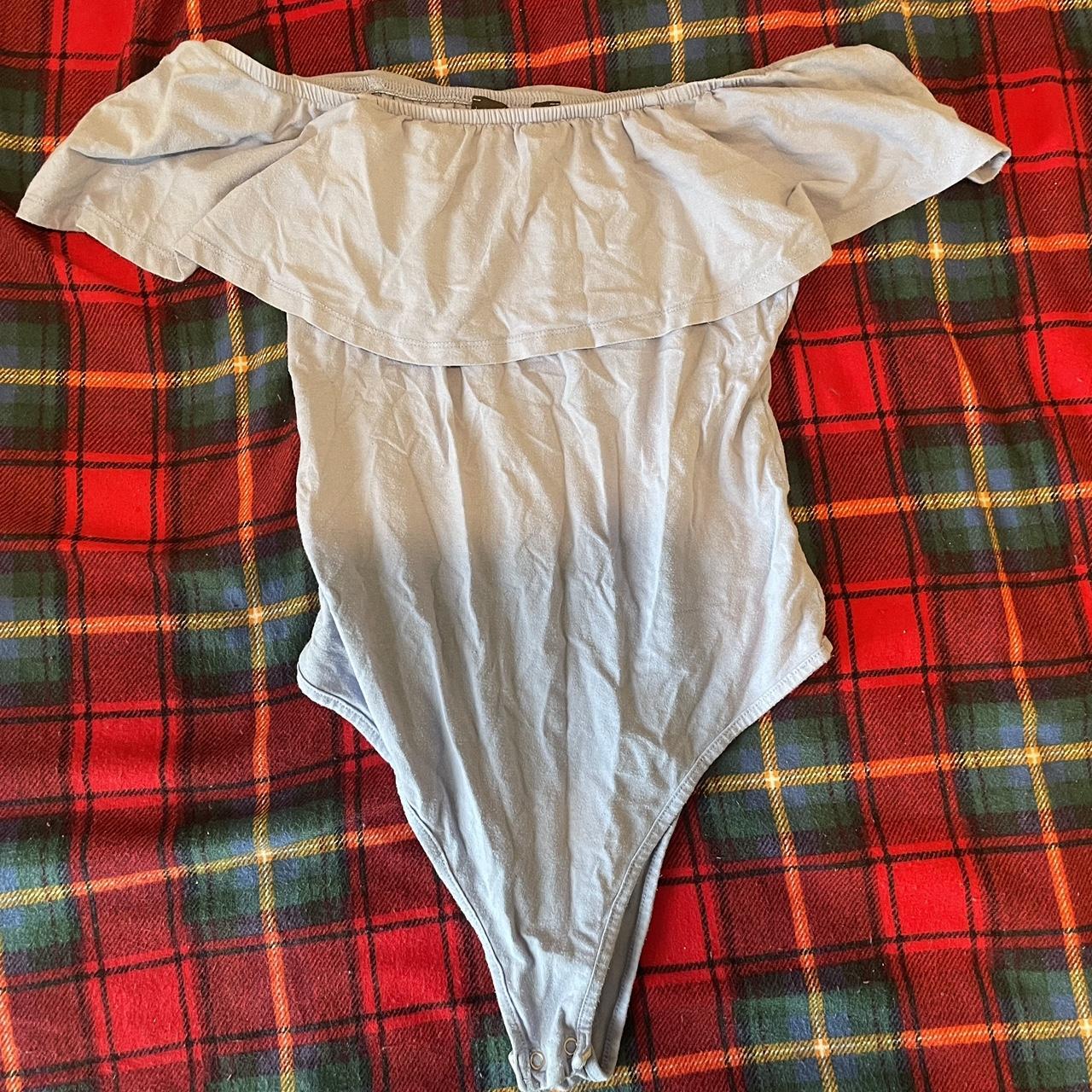 Primark Blue Off the Shoulder Bodysuit Size 14.... Depop