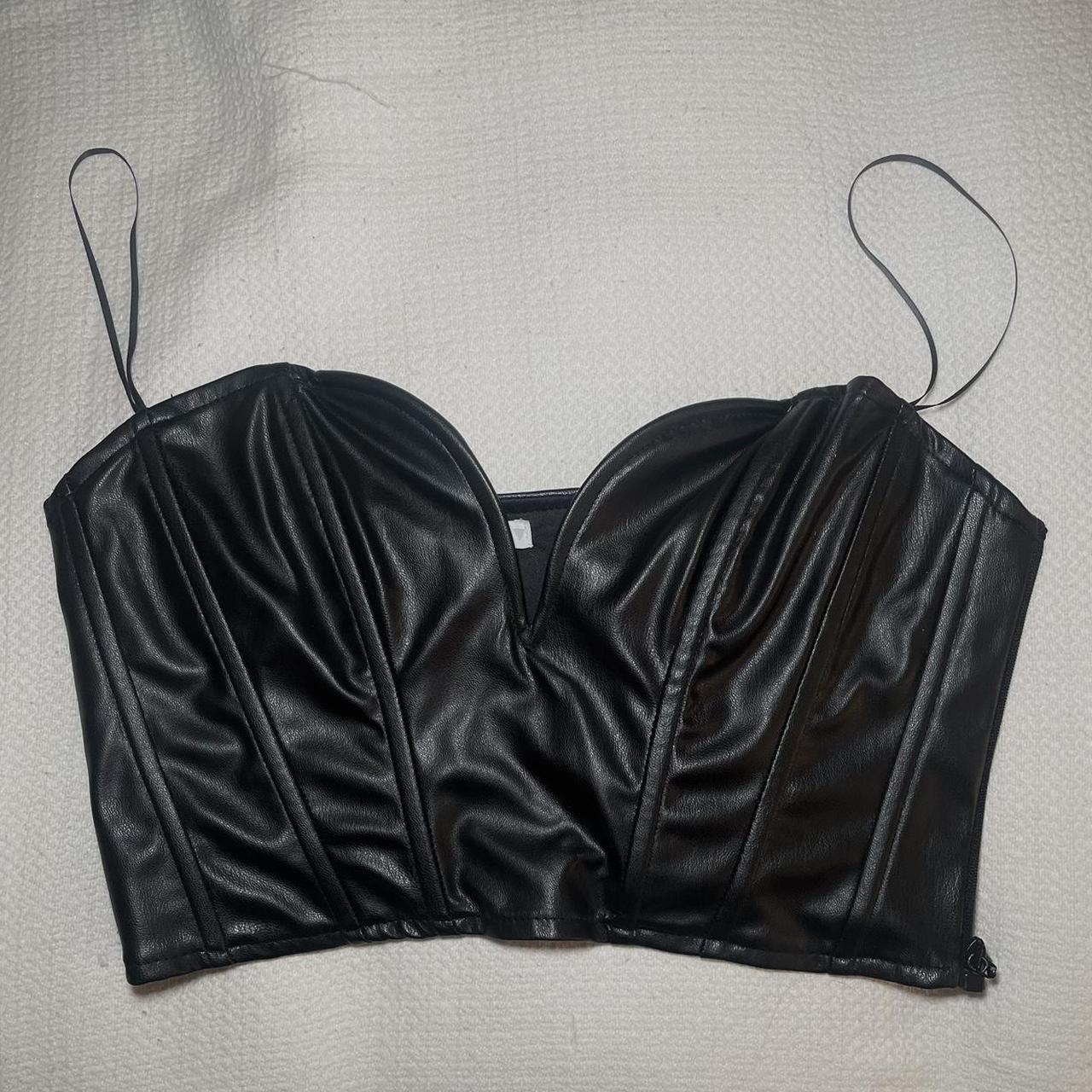 zara leather corset crop top, fits XS-M depending - Depop
