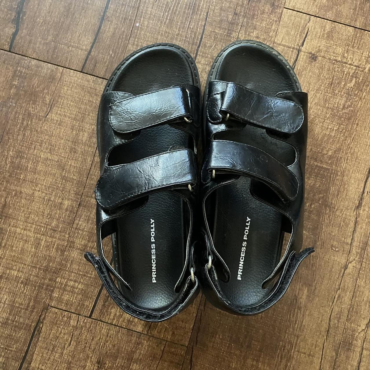 princess polly rue chunky sandal black size us... - Depop