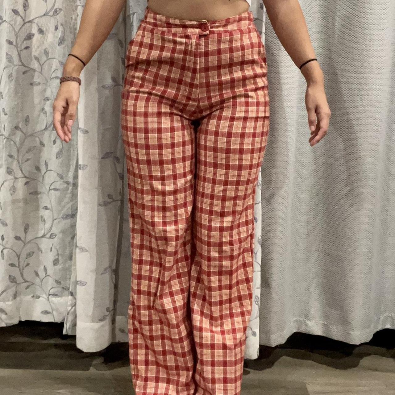 Womens Trousers Brandy Melville Red Plaid Pants Brandy Melville