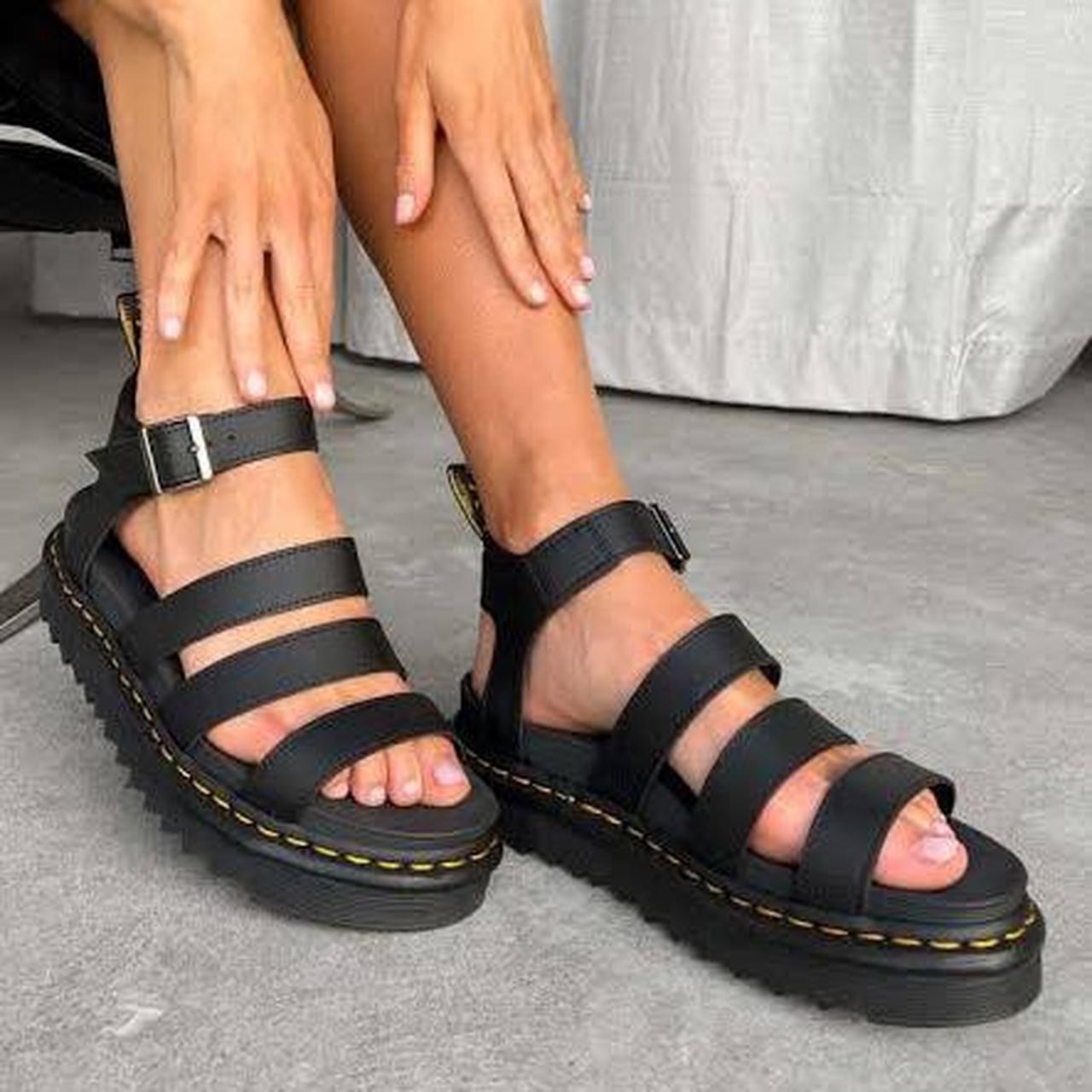 Black doc marten sandals online