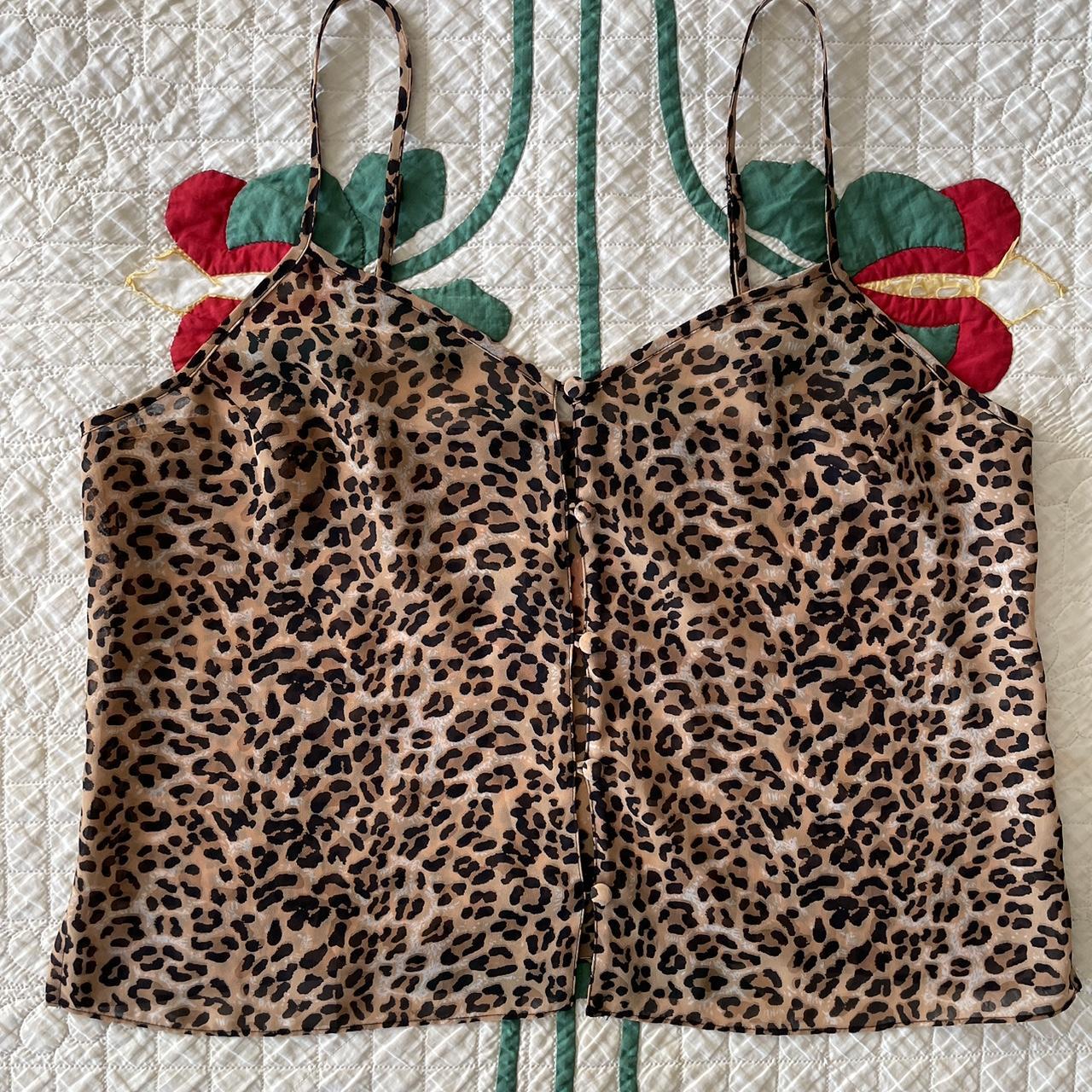 Vintage Valerie Stevens leopard button up sheer - Depop