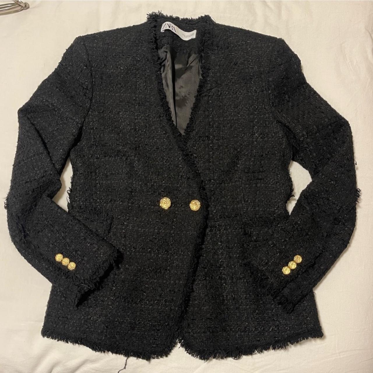 Zara black tweed Size Fits close Depop