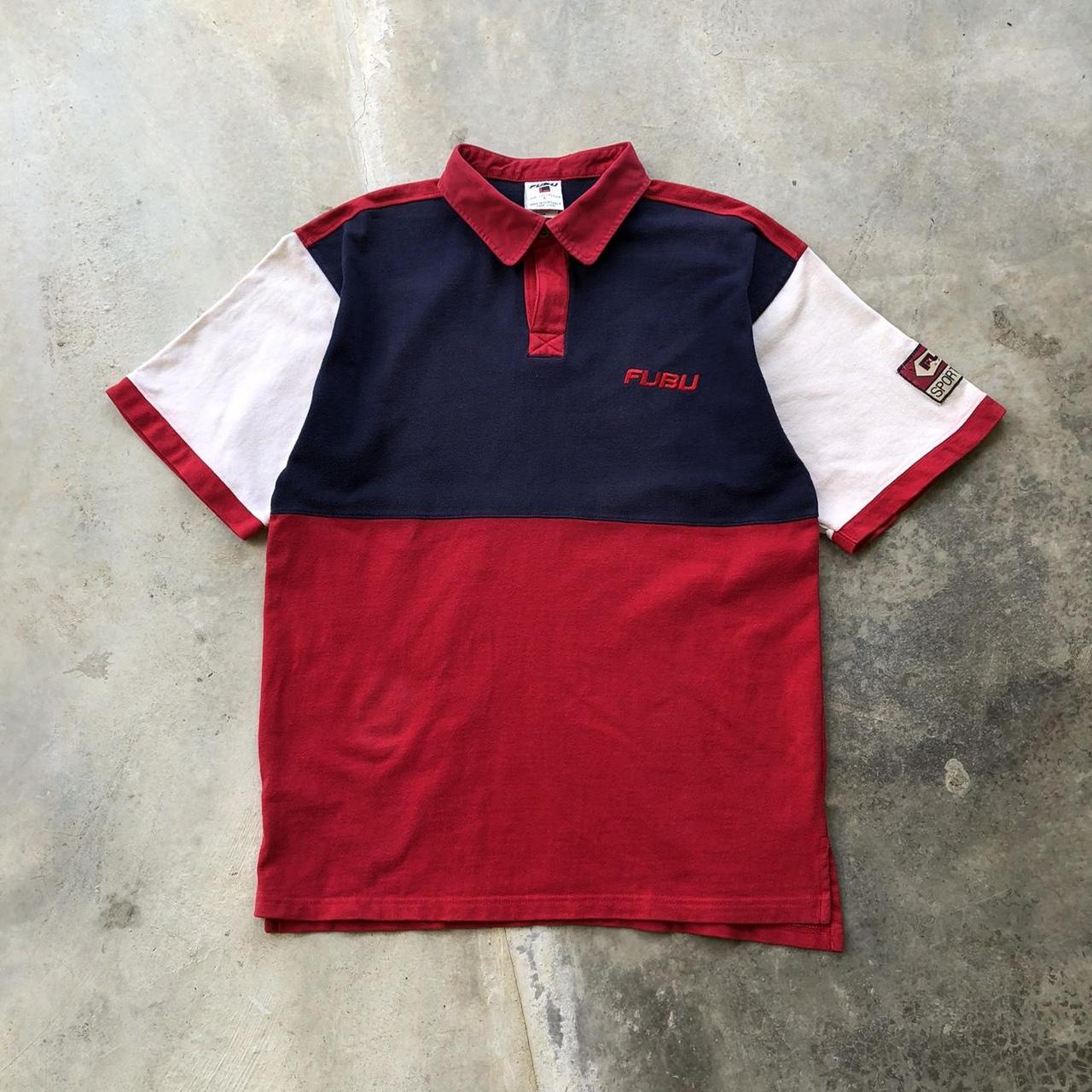 FUBU Sports Wear Tricolor Polo Shirt TAG : | Depop