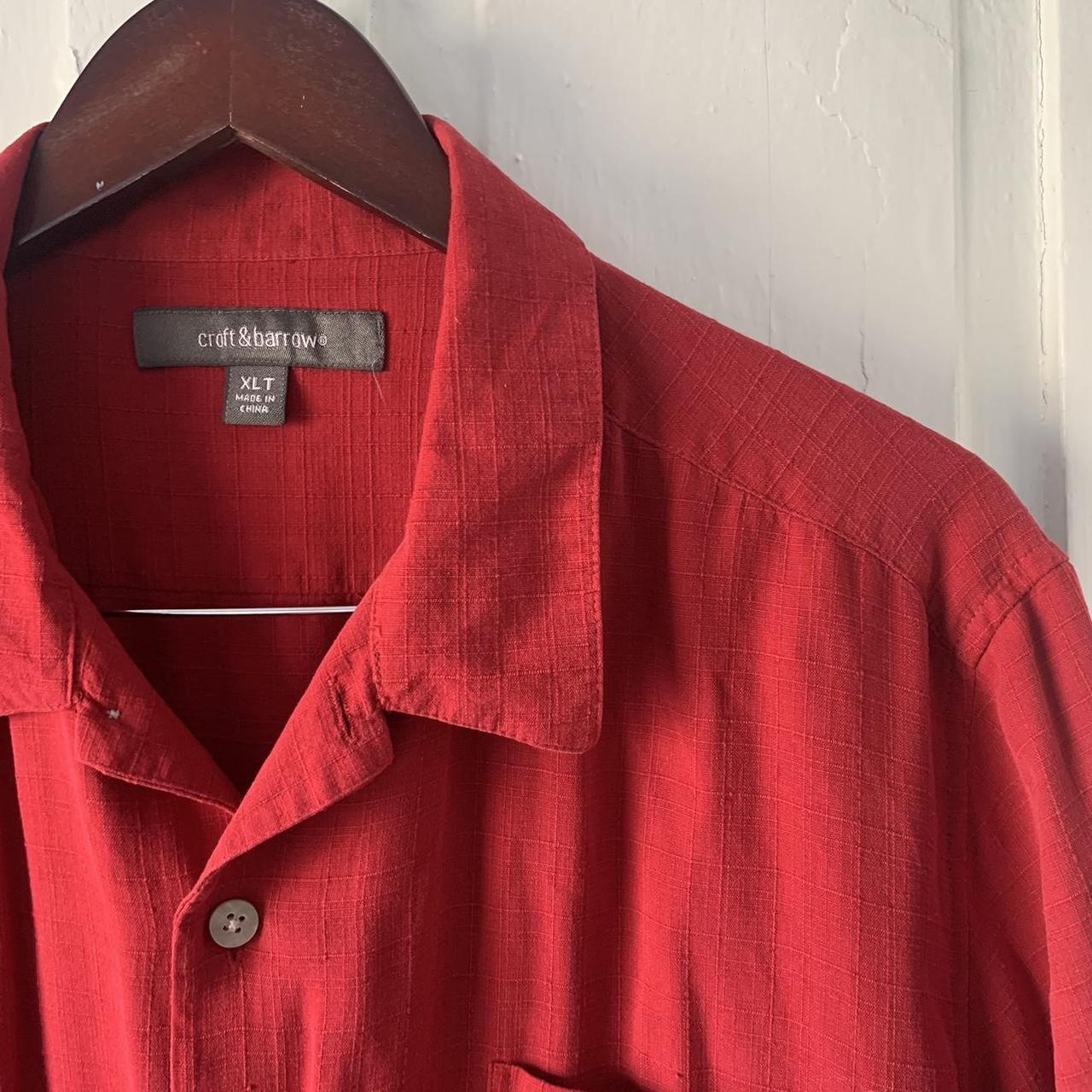 Y2K Boxy Short Sleeve Silk Camp Collar Shirt in Red... - Depop
