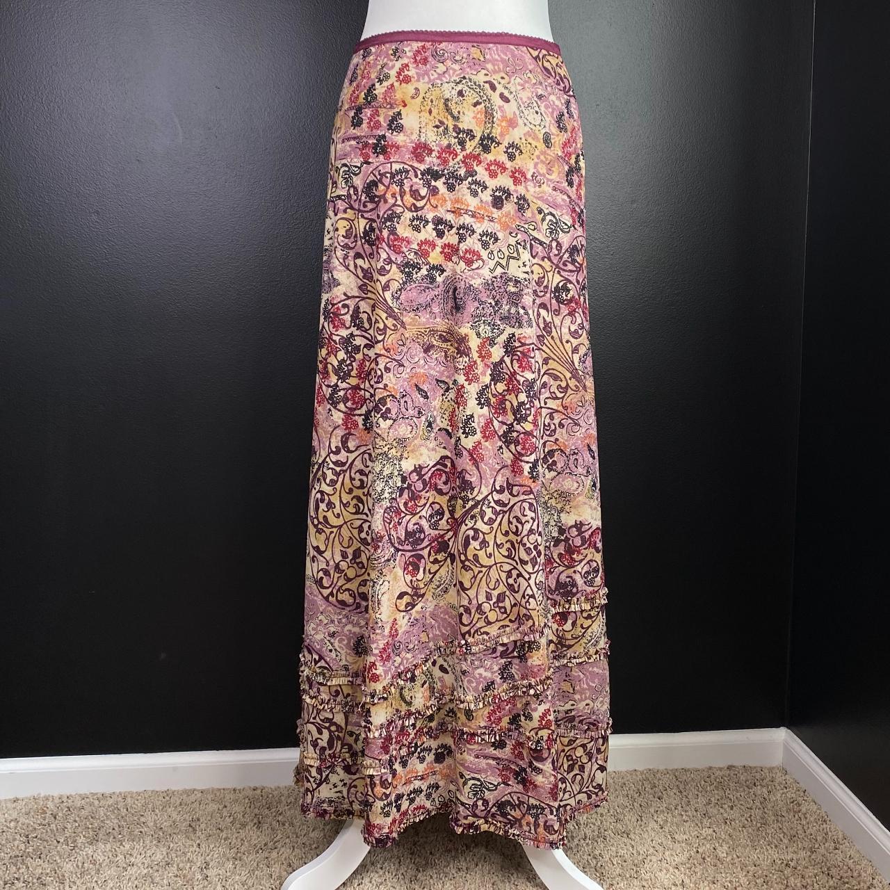 J.Jill Pink Linen Paisley Skirt