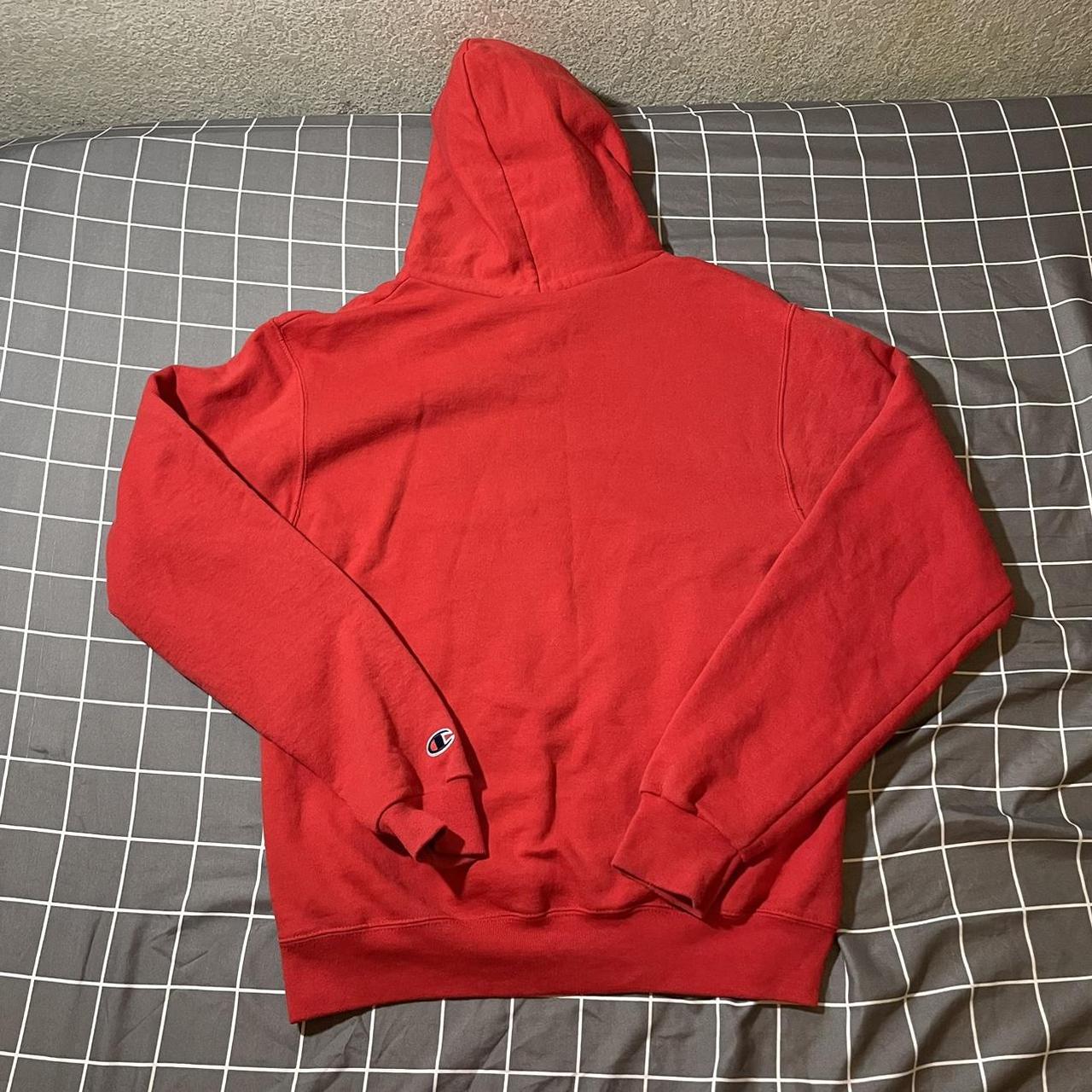 Champion Men's Red and Black Hoodie | Depop