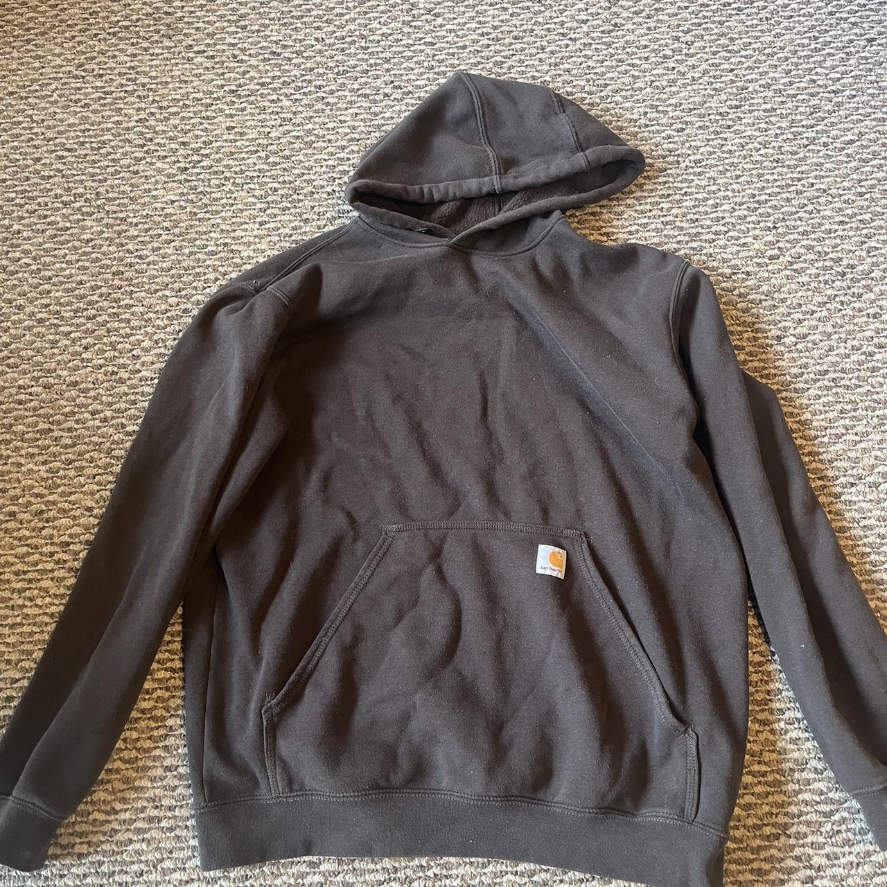 Carhartt chocolate brown hoodie String missing... - Depop