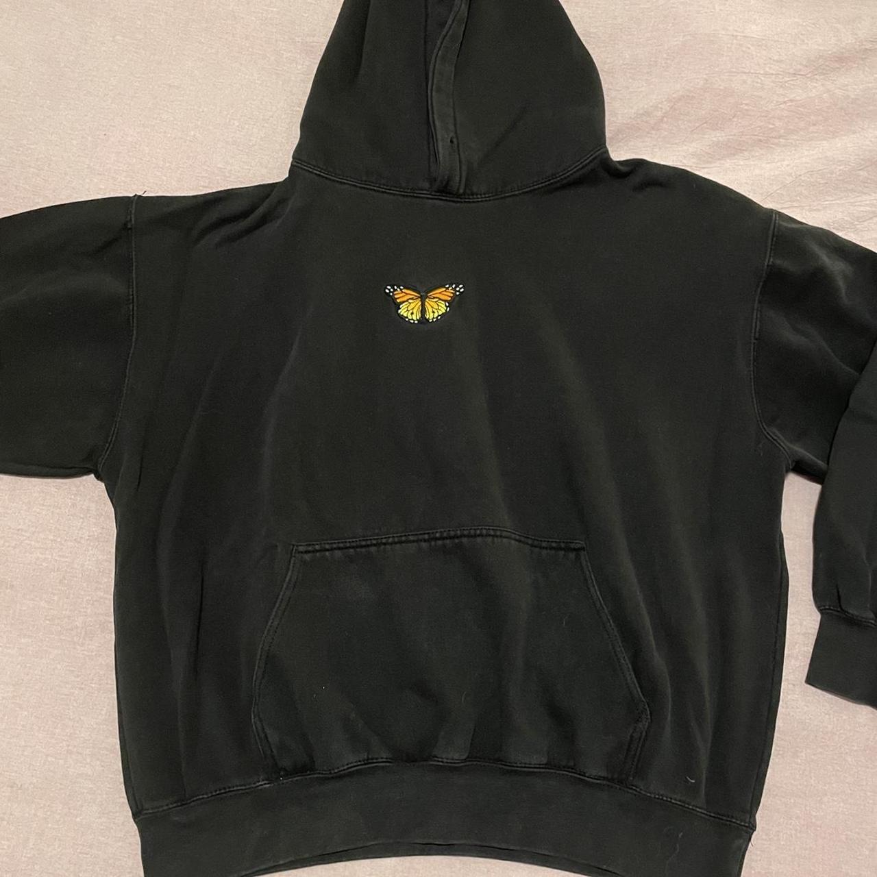 Brandy Melville Black Sweatshirt Butterfly Hoodie One Size