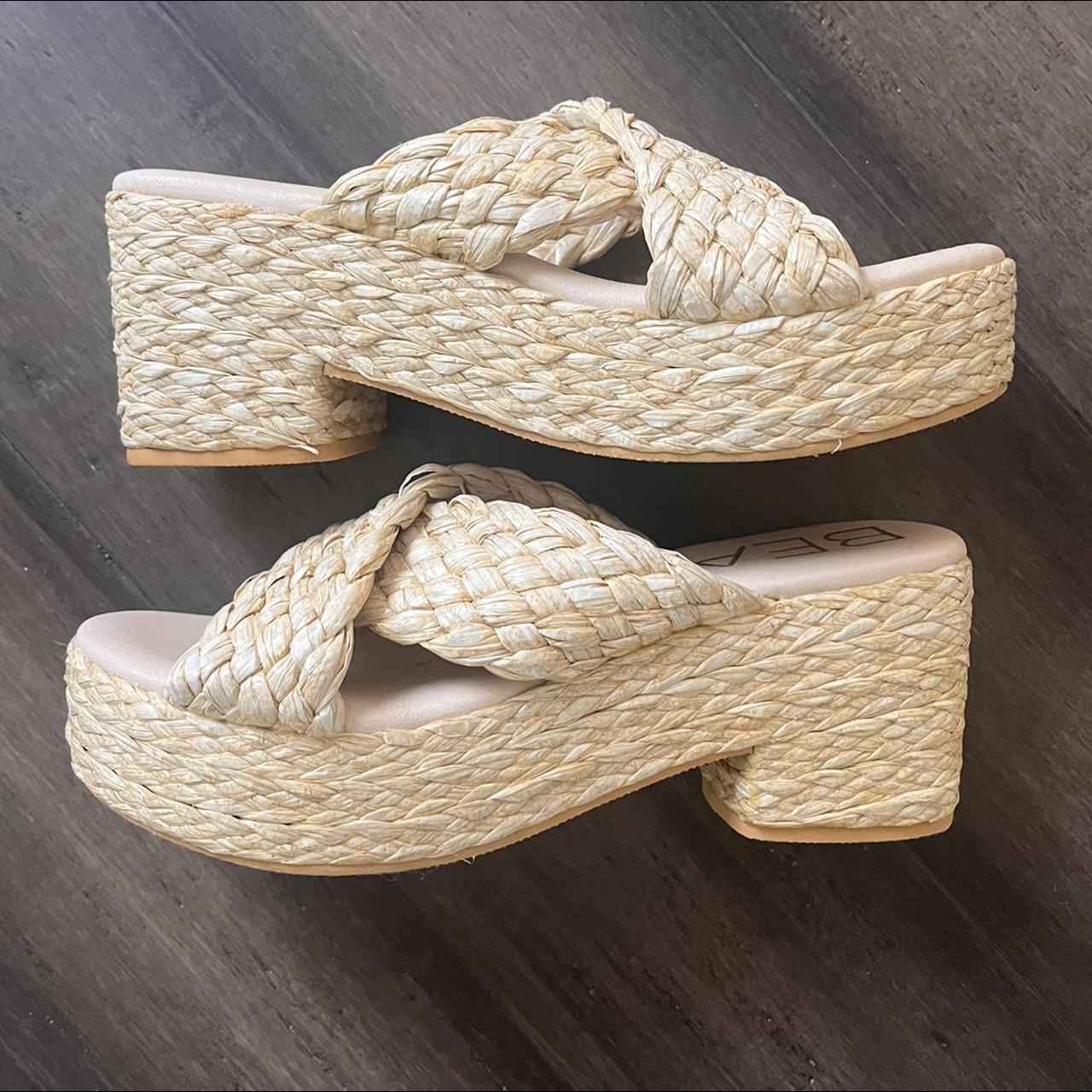 Y2K platform sandals Woven platform sandals in a... - Depop