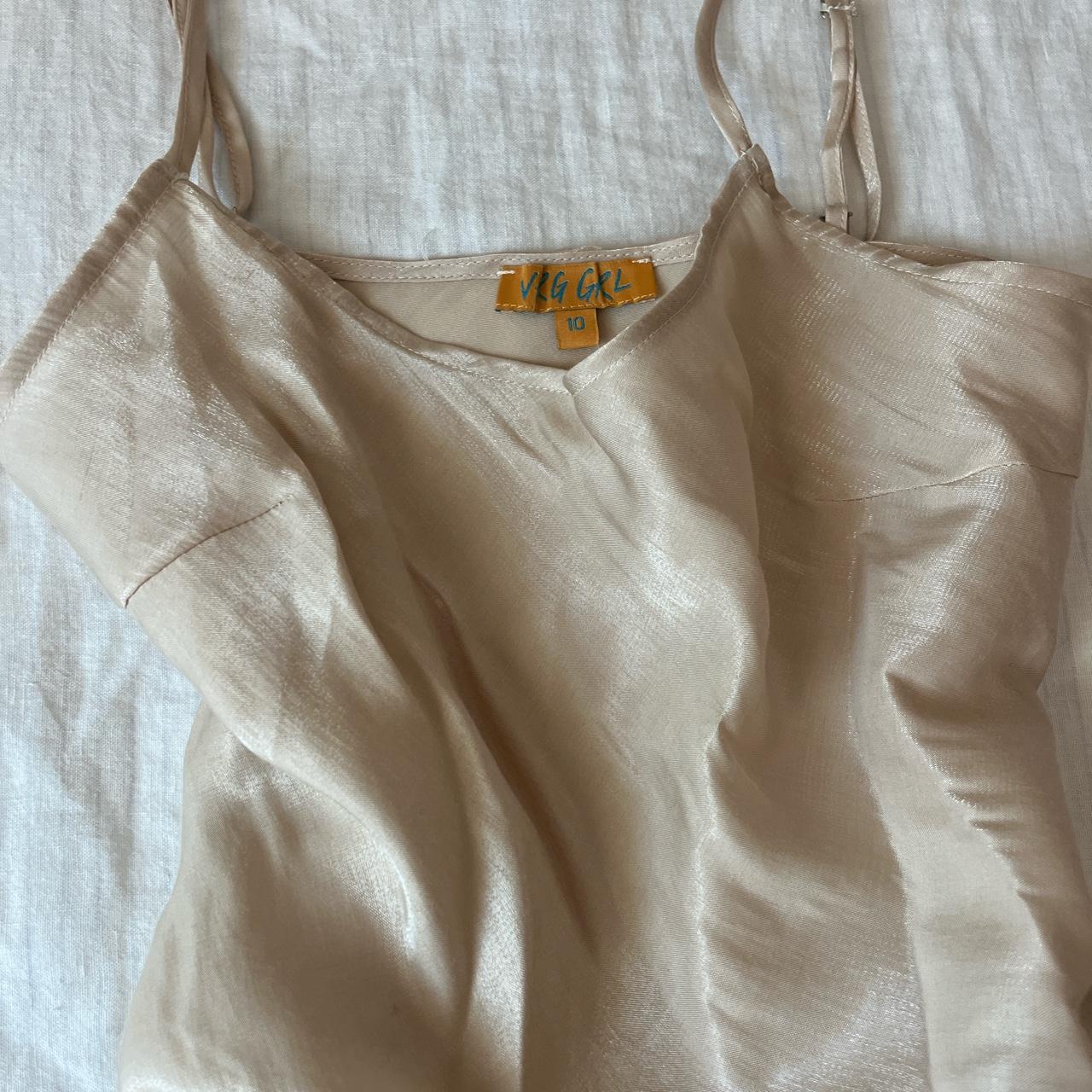 vrg grl iridescent gold mini slip dress verge girl... Depop