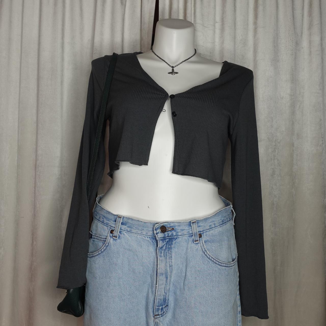 BP ribbed cropped long sleeve 2 button front top /... | Depop