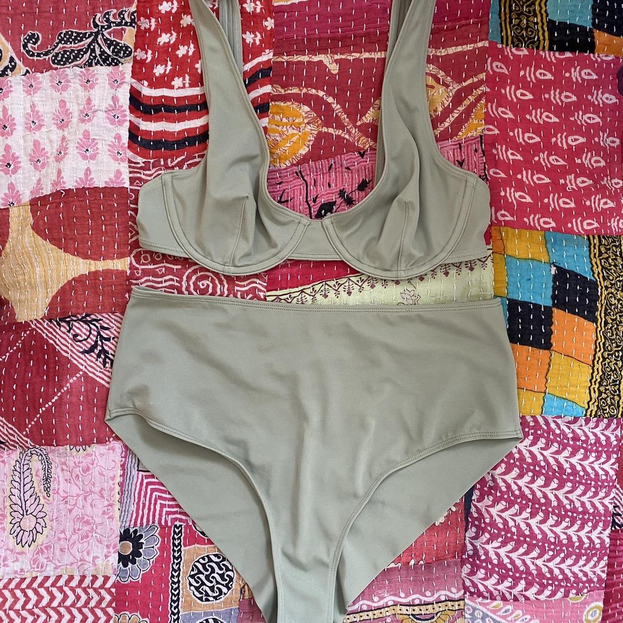 Sage Green Underwire Bikini With High Waisted Depop