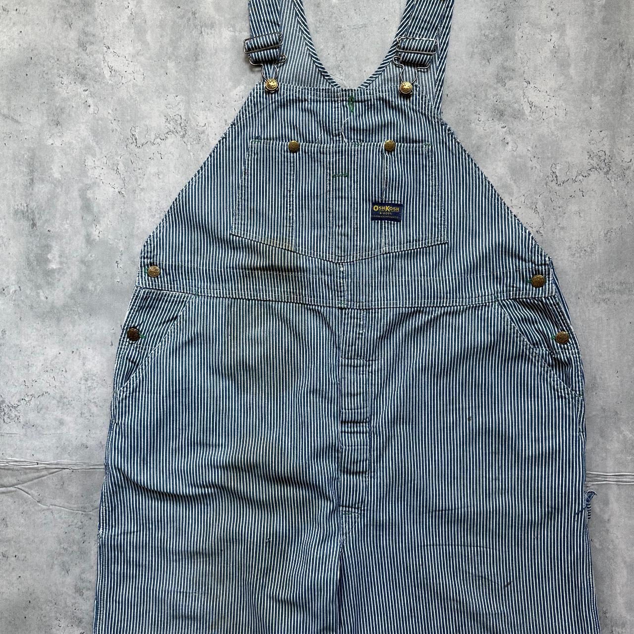 Vintage OshKosh Striped Bib Overalls (46 x 25) Note:... - Depop