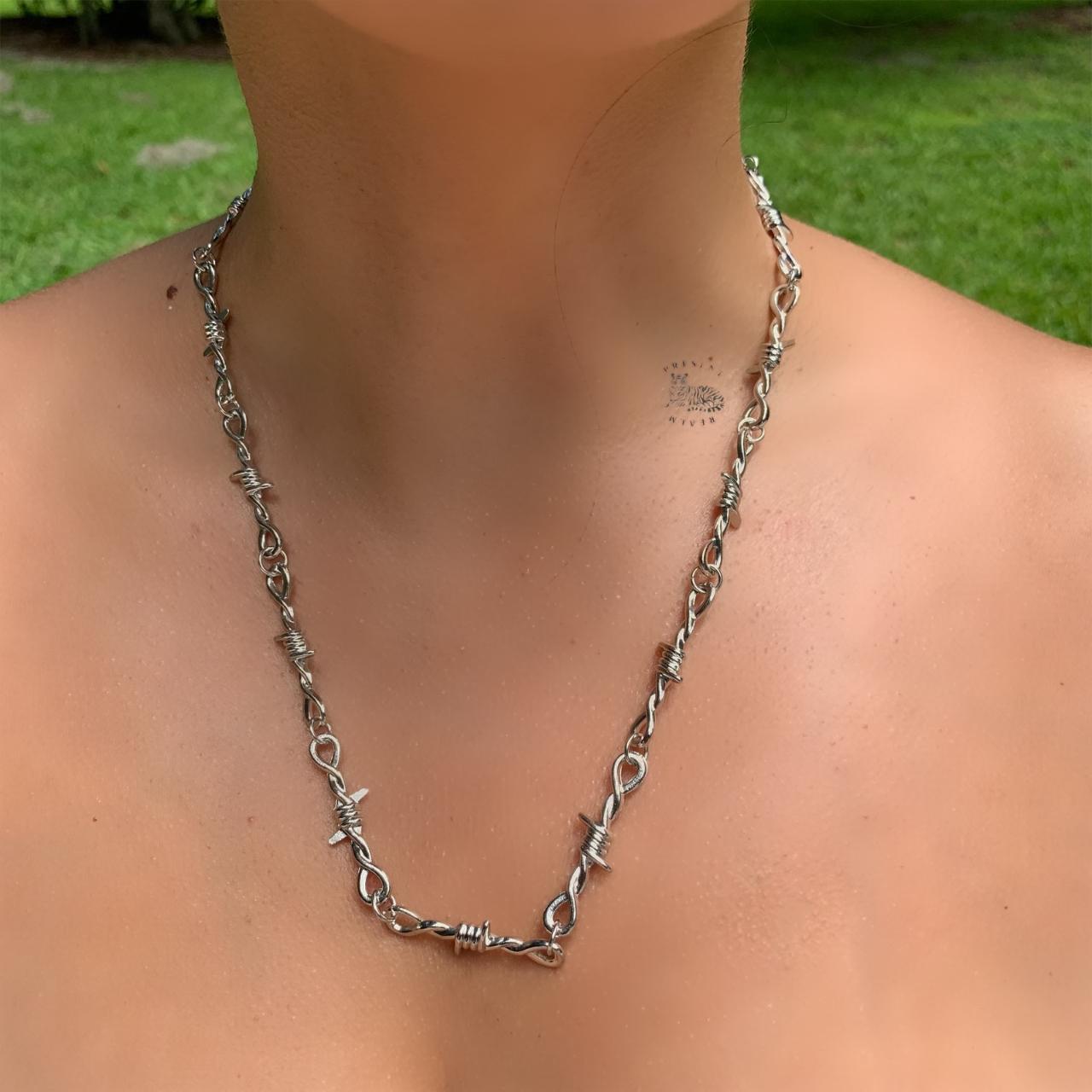 Barbed Wire Y2K Retro Women’s Necklace Men’s... Depop