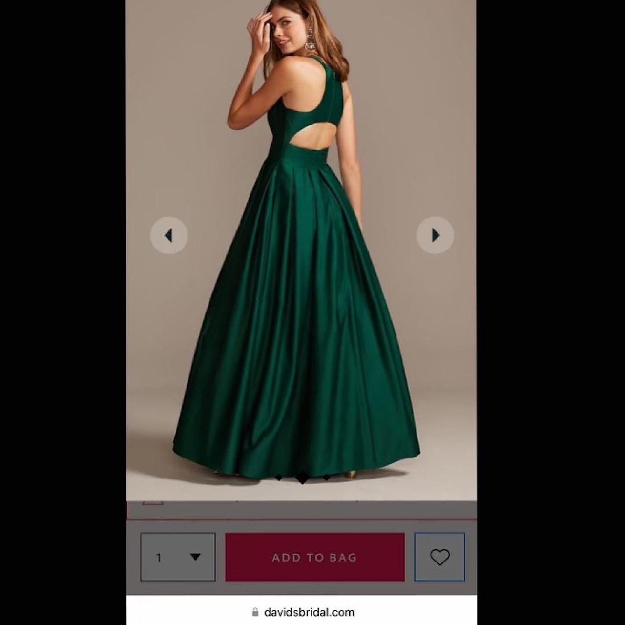 Davids Bridal Green Satin Gown ✧Size 9 ✧Never... - Depop