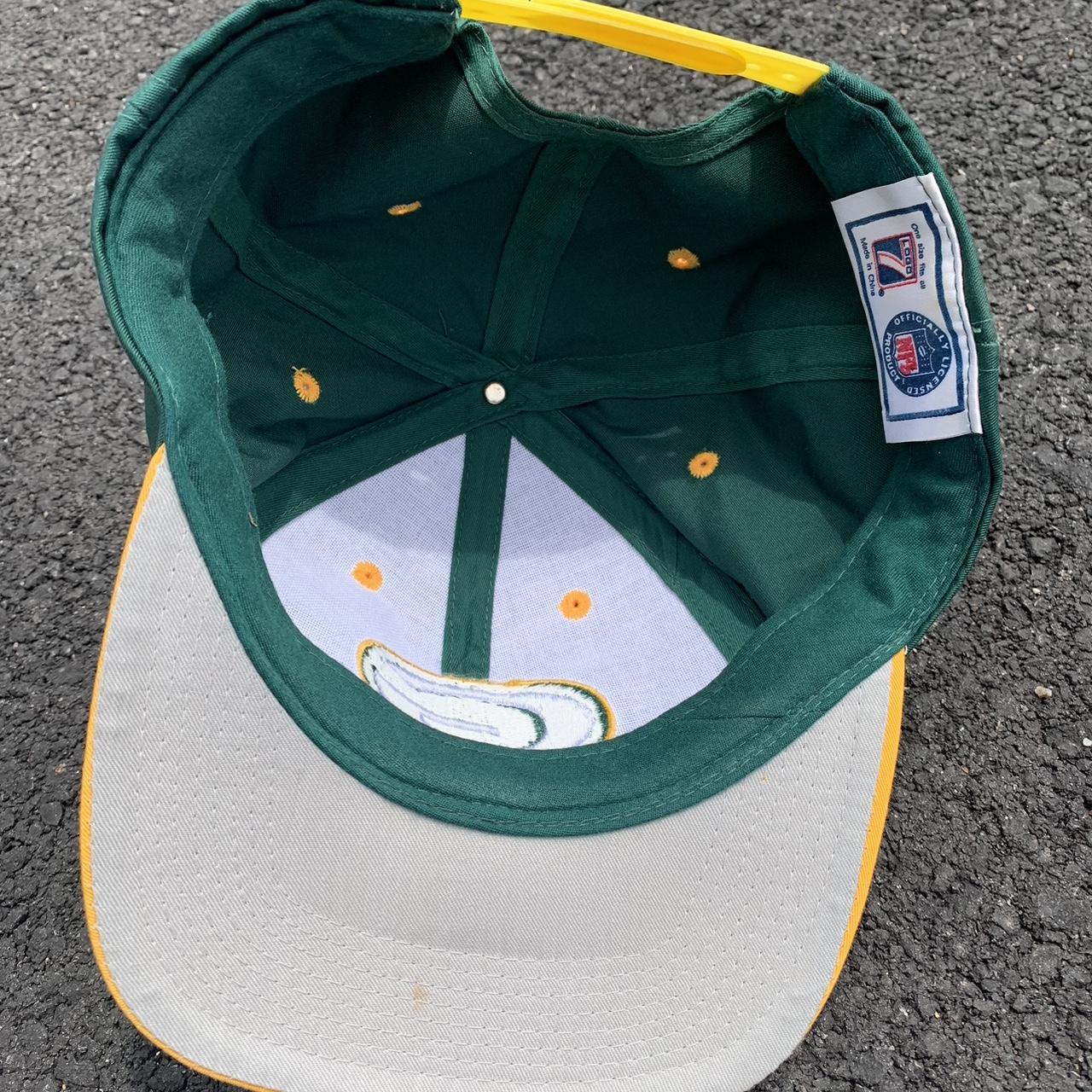 Vintage 90s Oakland A's Green Yellow SnapBack Hat by - Depop