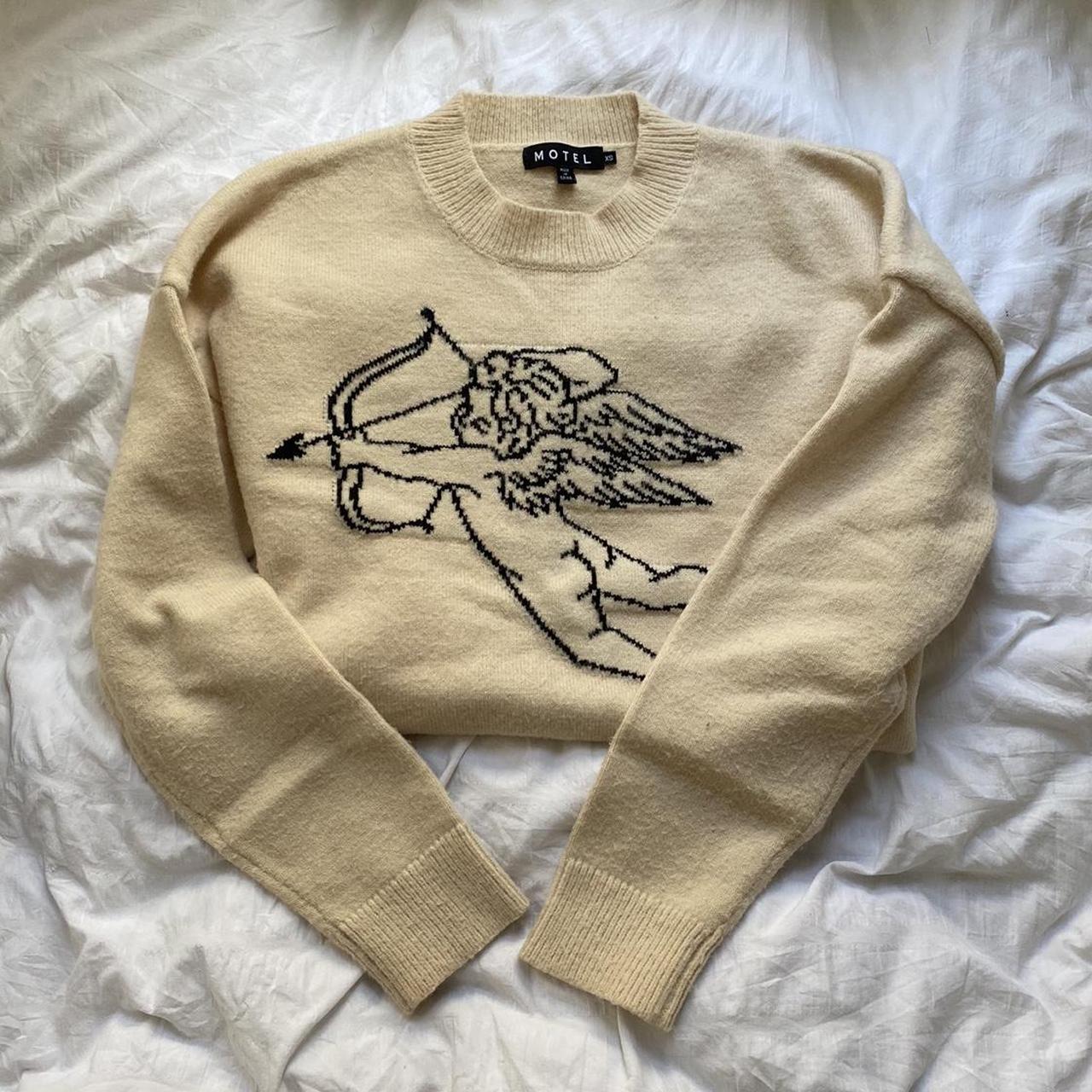 the coziest comfiest cream jumper with cute angel... Depop