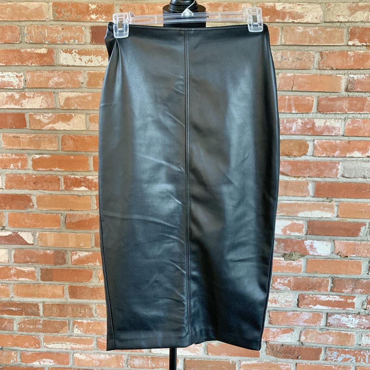 Abercrombie vegan leather pencil midi skirt Size: - Depop