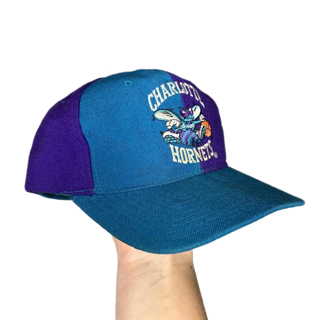 Vintage Charlotte Hornets The Natural Starter Snapback Hat Cap Blue Nba  100%Wool