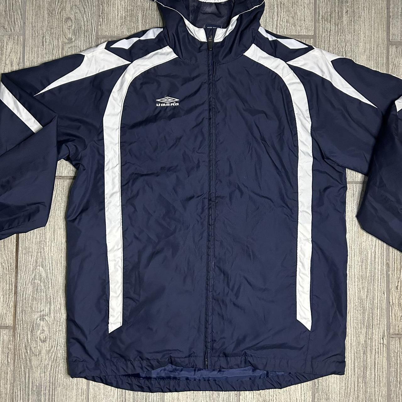 Umbro Men's Navy and White Jacket | Depop